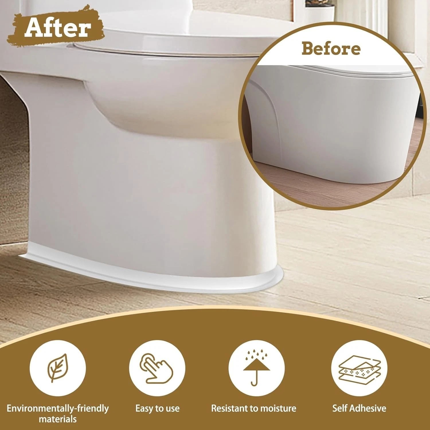 Versatile Self-Adhesive Caulk Tape for Bathrooms & Kitchens – Waterproof, 10.5ft