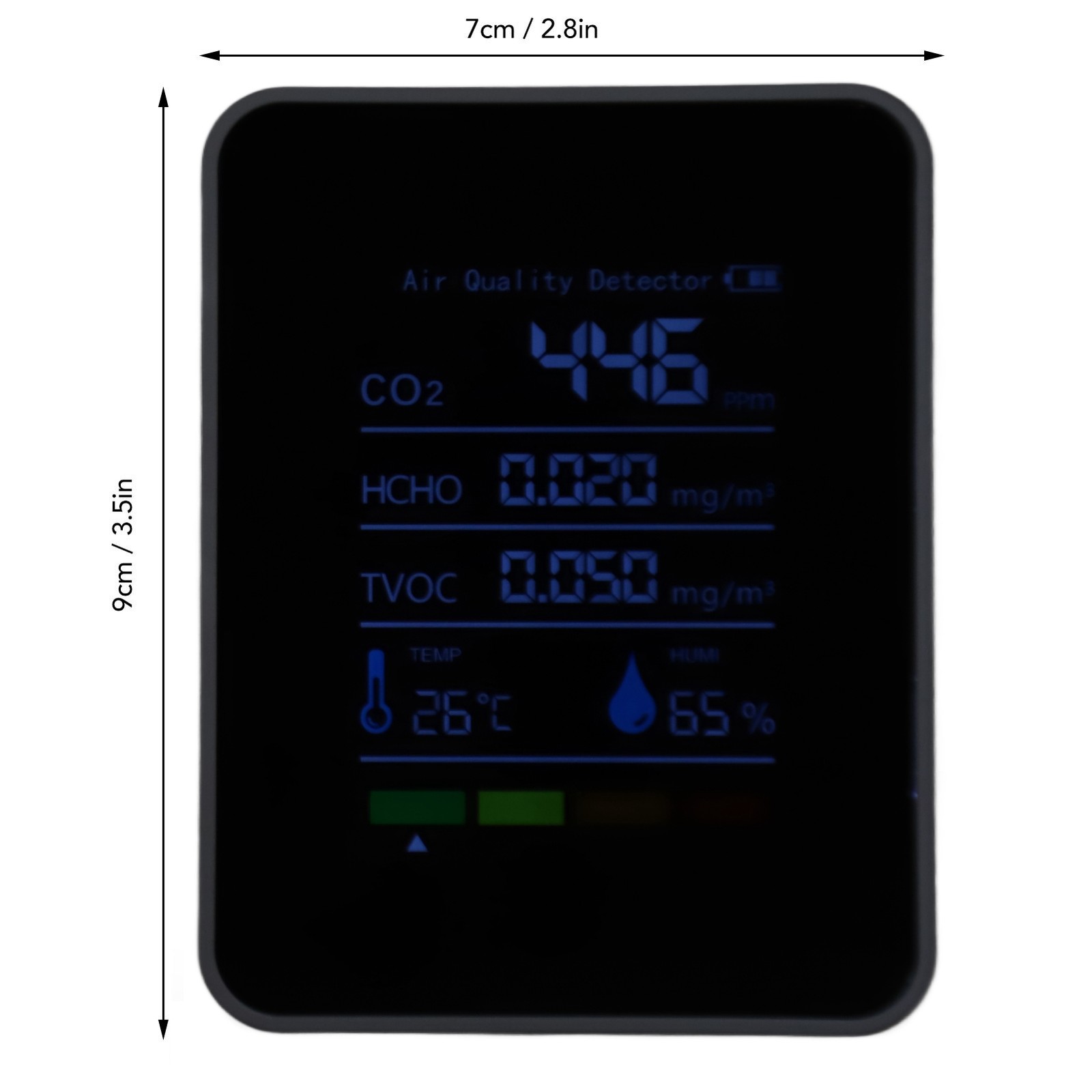 5 in 1 Air Quality Monitor Lightweight Household CO2 Detector Multi Color