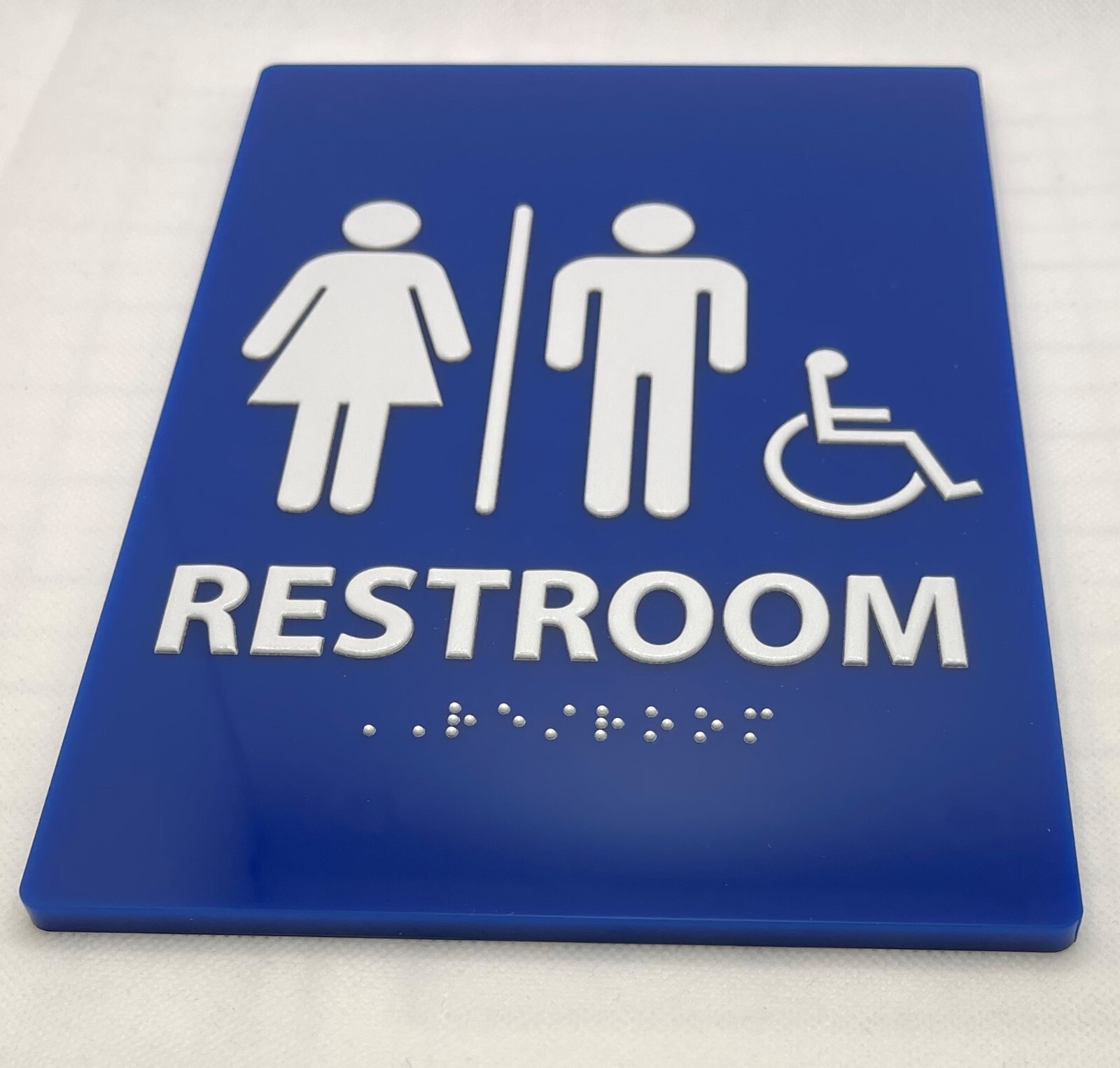 Acrylic Restroom Sex Neutral Sign set (round + rectangular), ADA & Braille
