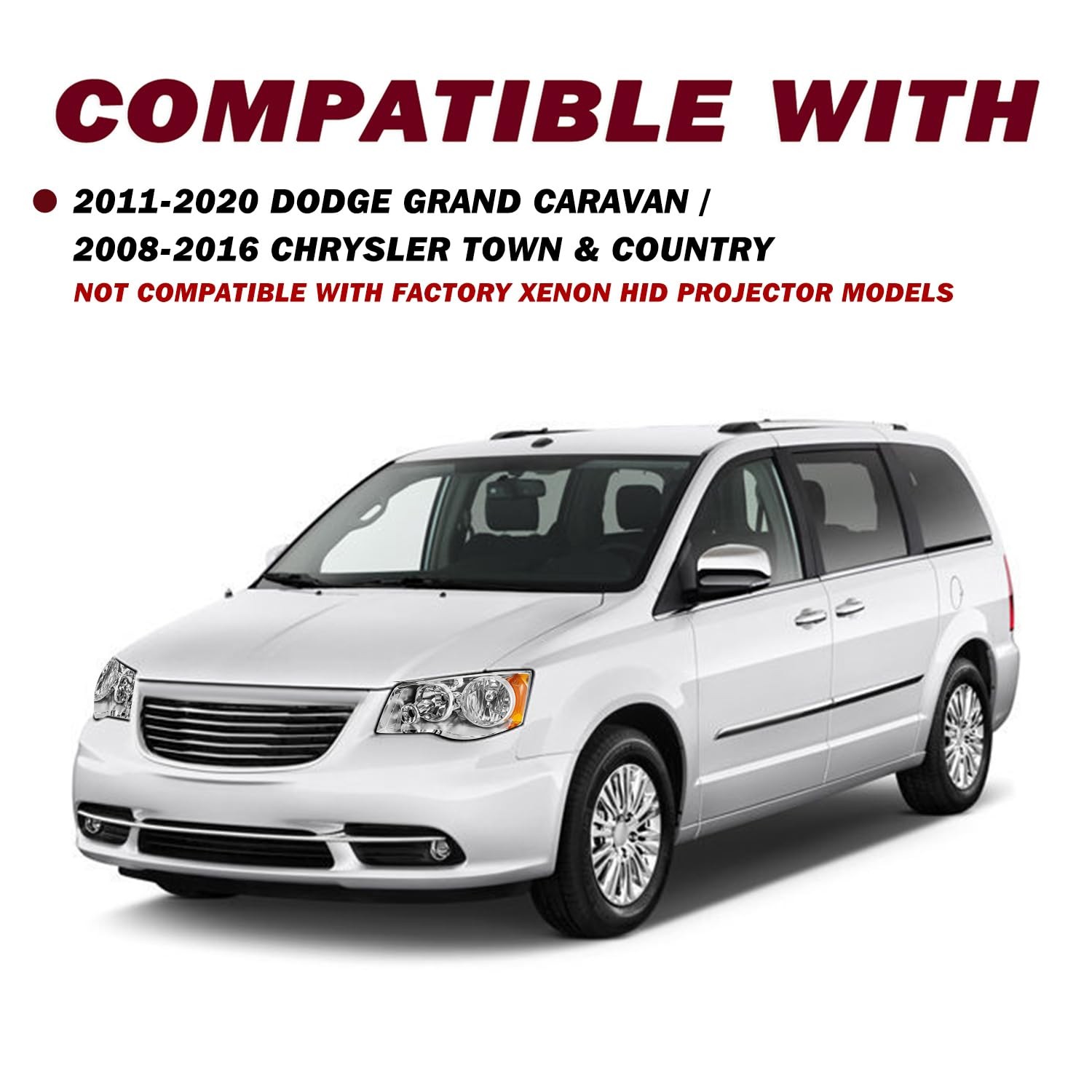 Halogen Headlight Assembly Fits for 2011-2020 Dodge Grand Caravan