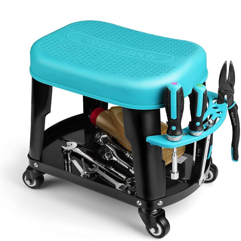 DURATECH Rolling Mechanic Stool Heavy Duty Garage Creeper Seat Tool Tray 300 Lbs