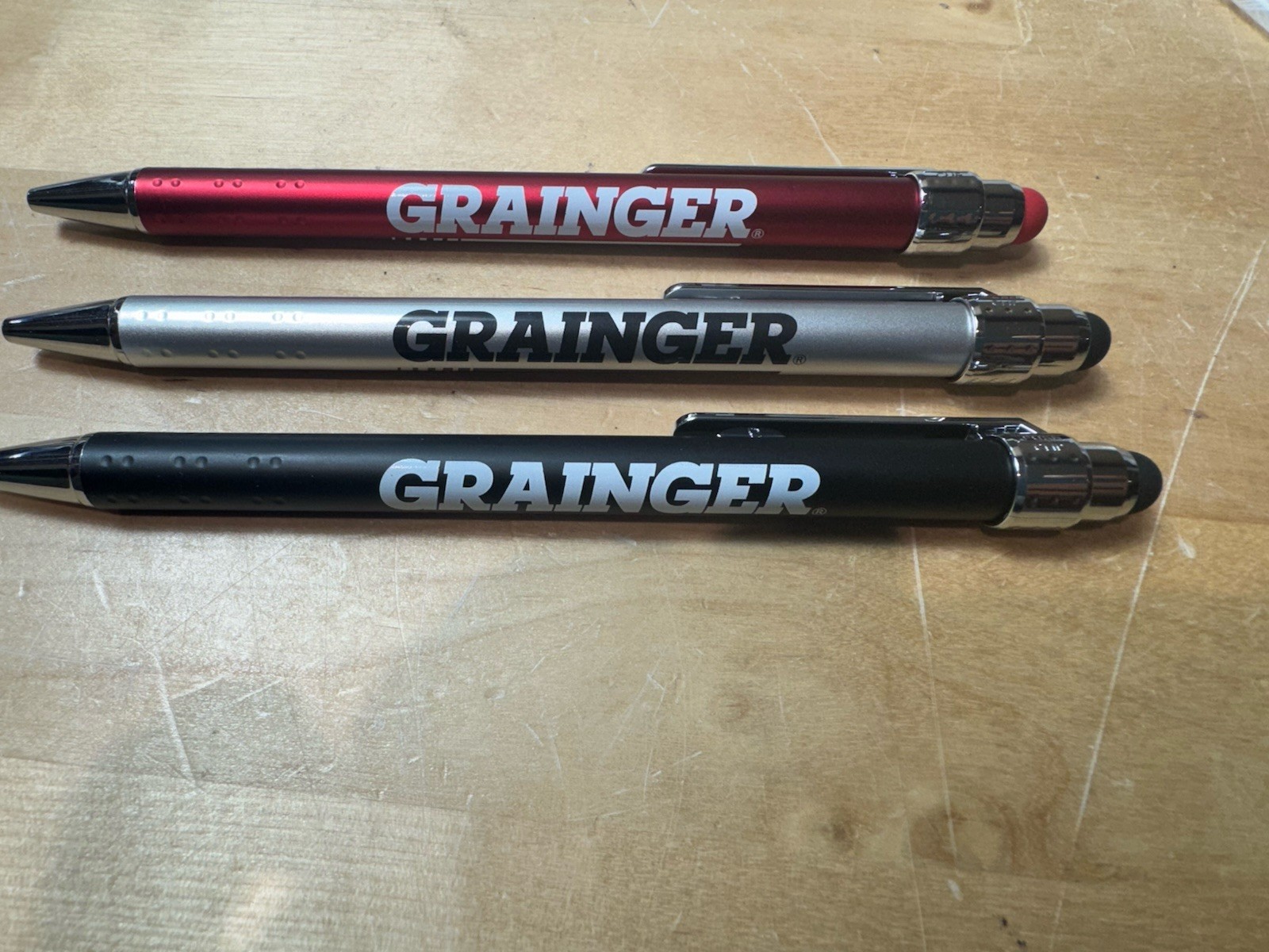 90 QTY – Metal Ball Point Pen with Stylus RED BLACK GRAY Promo GRAINGER LOT