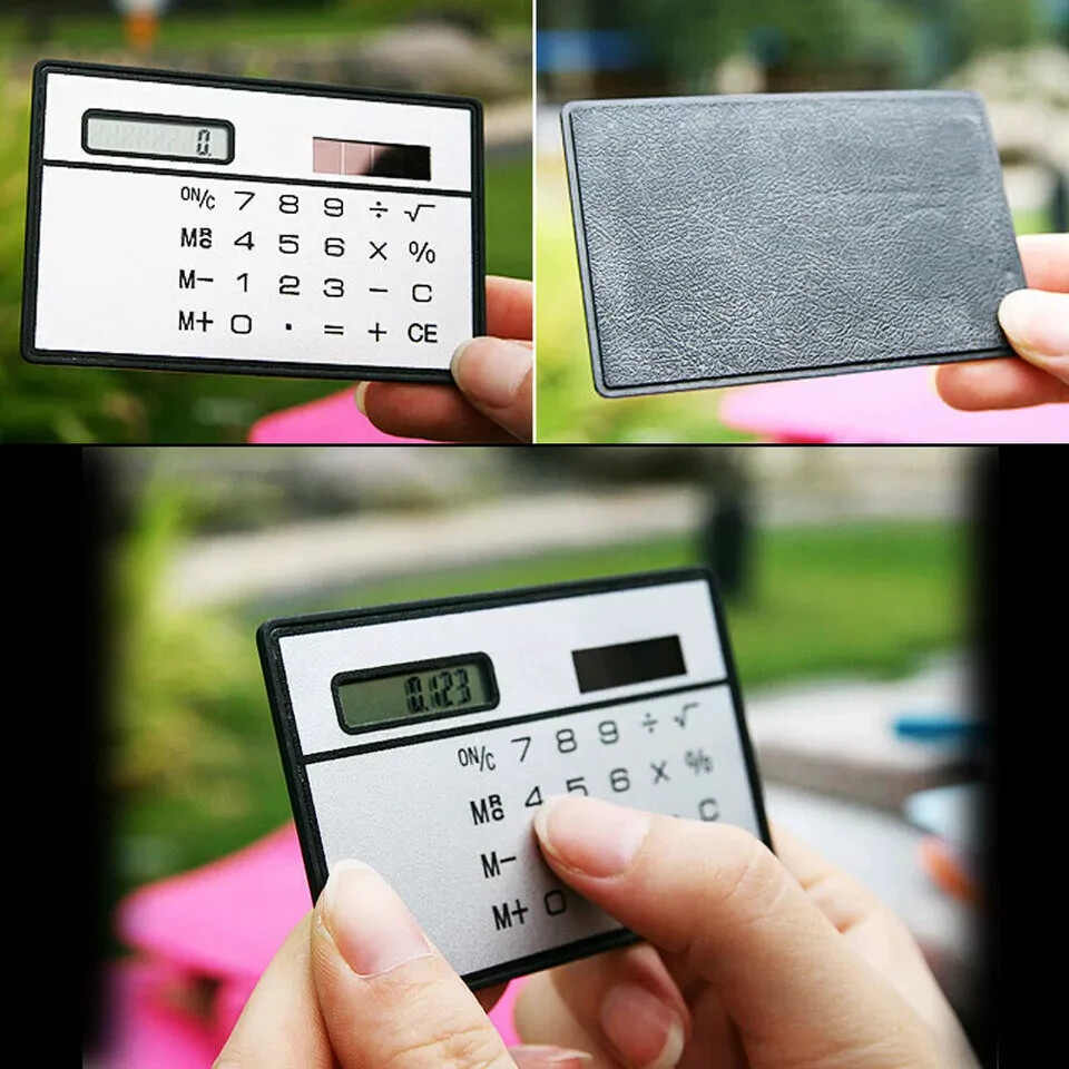2PCS 8-Digits Ultra Thin Mini Slim Credit Card Solar Power Pocket Calculator YL