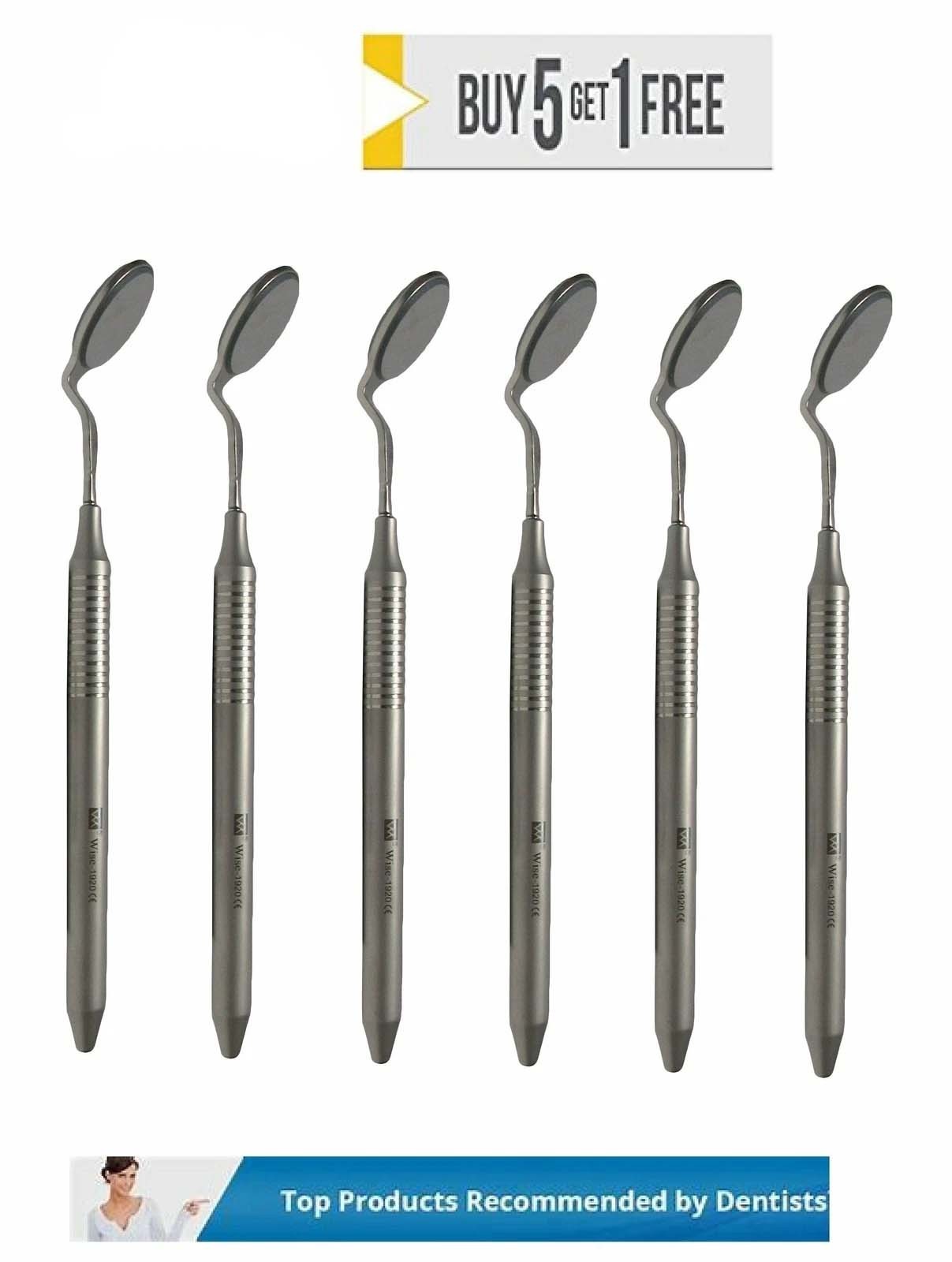 Dental Mouth Mirror Double Sided # 5 (Pack of 6) with Handles by Wise instrument