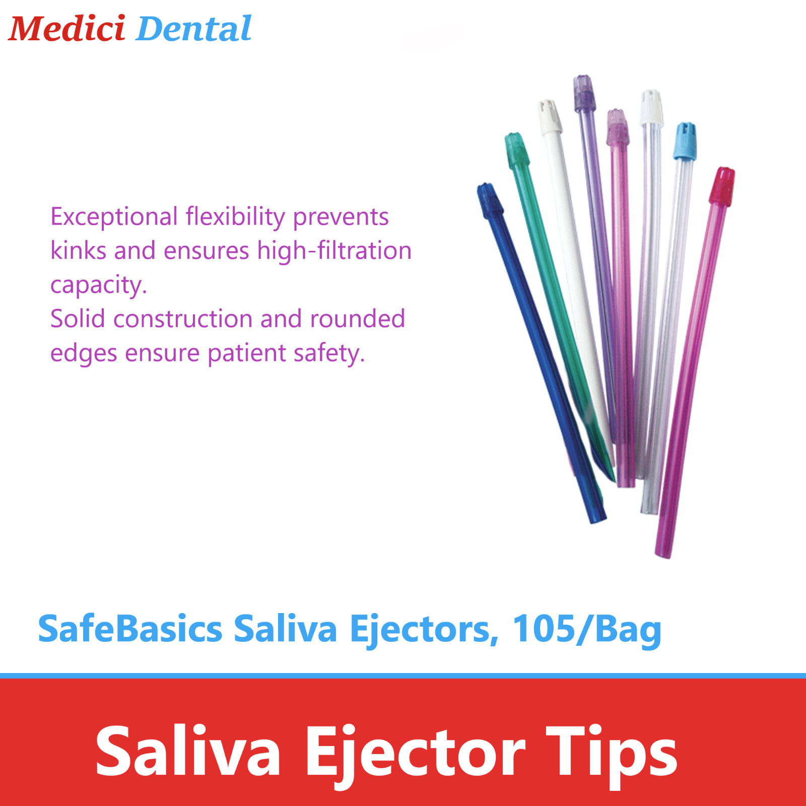 Safebasics Clear Green Tube and Tip Plastic Saliva Ejector Mint Scented 105/Bag