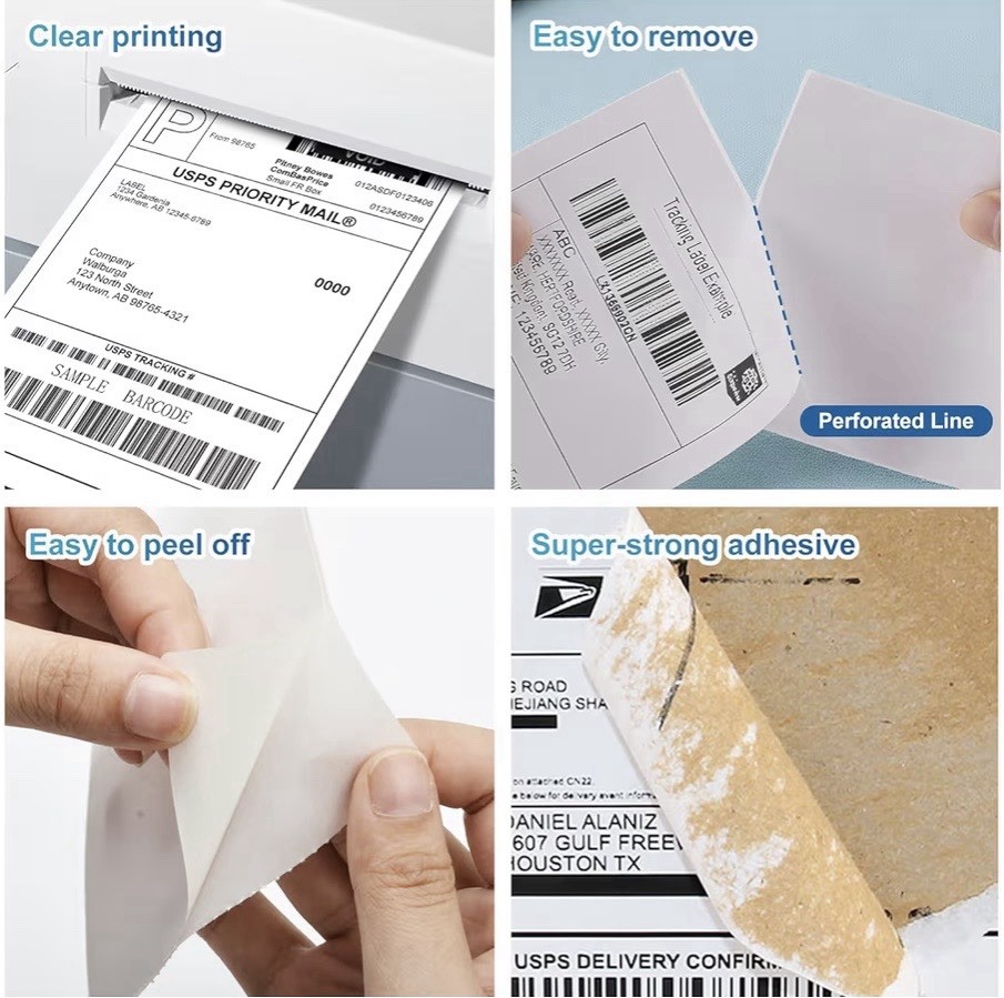 9527 Product 4 x 6 Thermal Labels -Pack of 100 Fanfold Labels for Direct Thermal