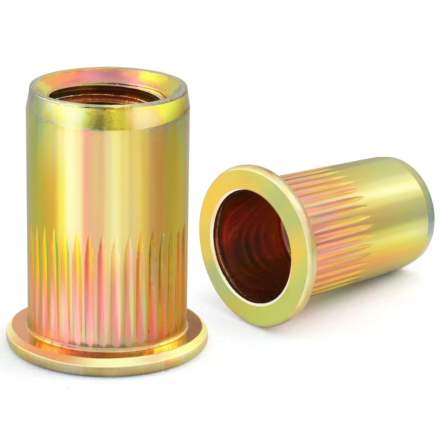 VGBUY 200Pcs 10-32UNC Rivet Nut Carbon Steel Zinc 10-32, Yellow
