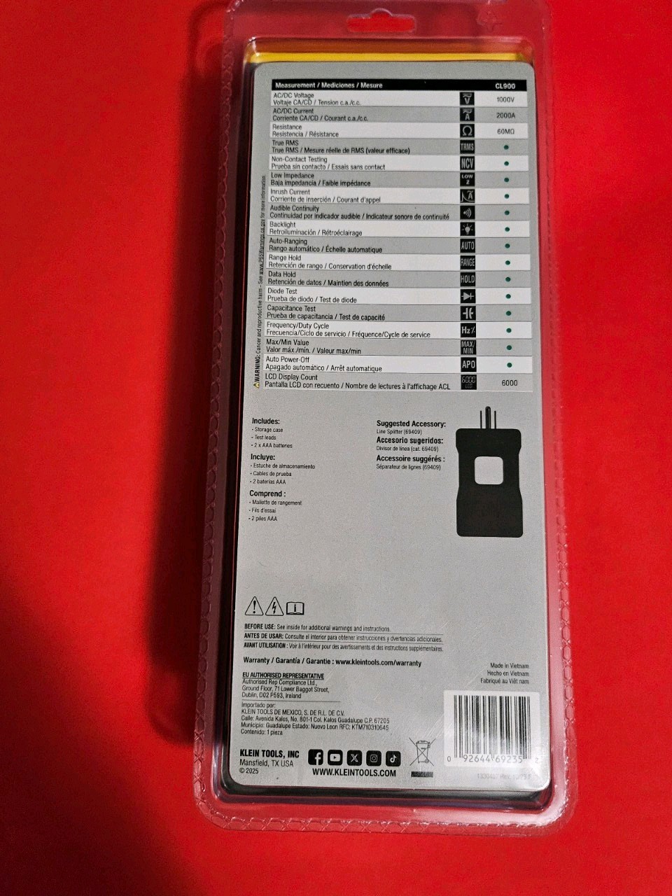 Klein Tools CL900 AC Auto-Ranging TRMS Digital Clamp Meter Low Impedance LoZ