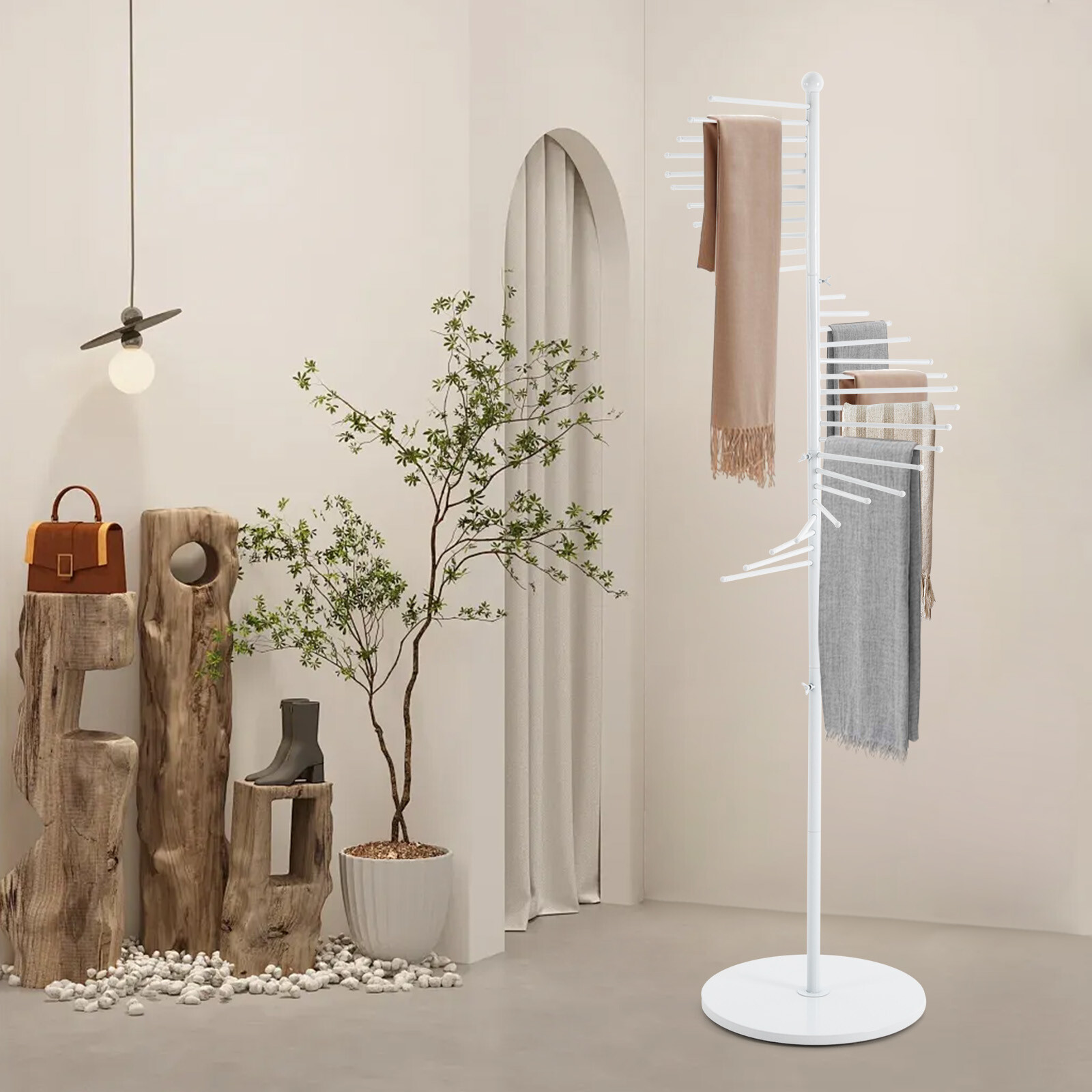 Freestanding Retail Racks White Scarf Display Rack For Scarves Clothes Towls
