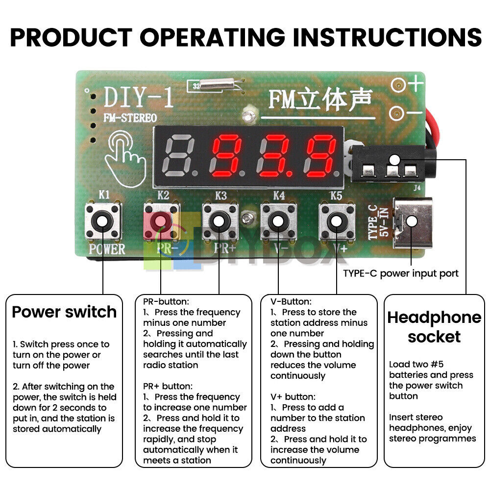 Electronic DIY Kits AM/FM Radio Receiver Module Kits Wireless Stereo 87-108MHz