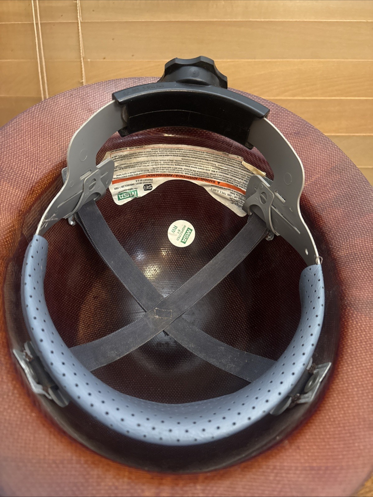 Vintage MSA Skullgard Full Brim Hard Hat Brown Fiberglass Phenolic Helmet 2011