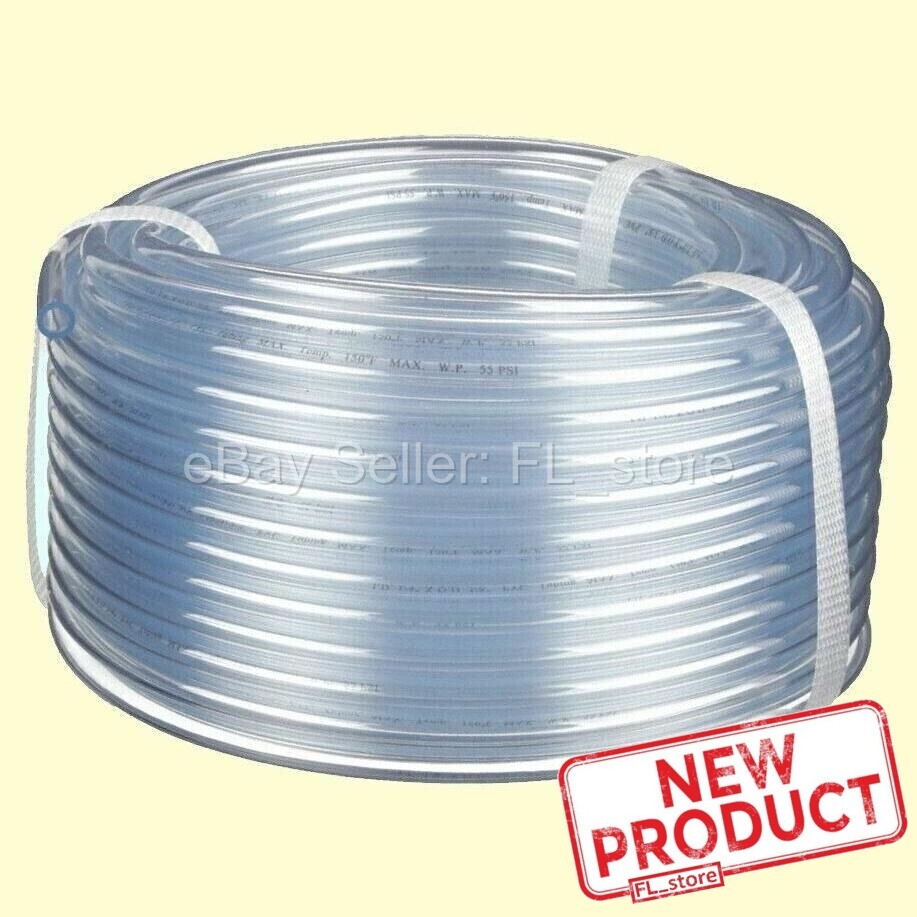 100 Feet Roll Clear Plastic Tubing 3/16″ ID x 1/4″ Outside Dia Flexible Vinyl