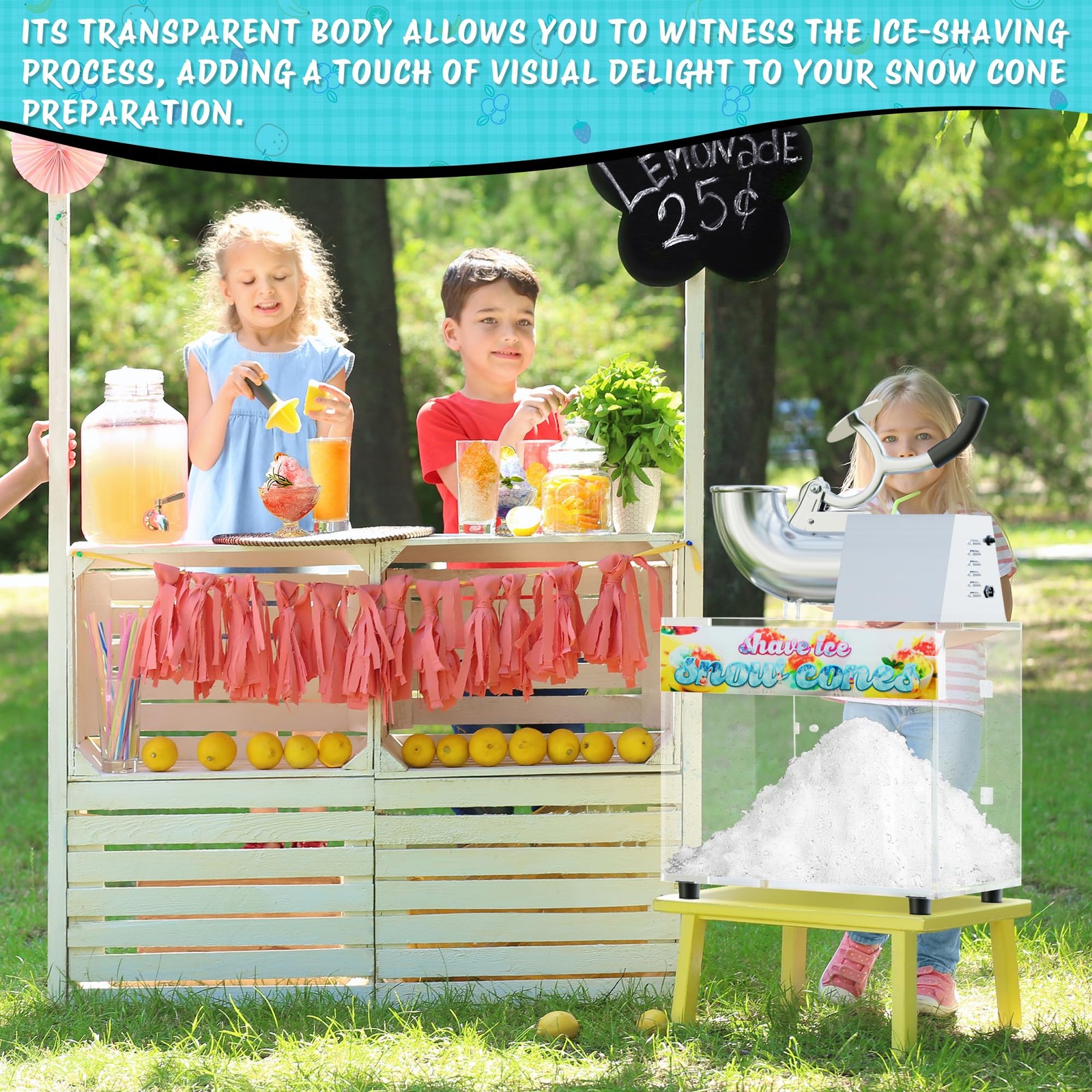 48L Snow Cone Machine, 500LB/H Commercial Shaved Ice Machine for Snow Cones, …