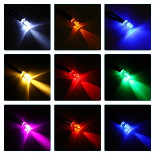 3mm LED Diode Light 24 Pcs 3-6V DC Pre Wired Mini LED Bul Size: 3mm Color: Red