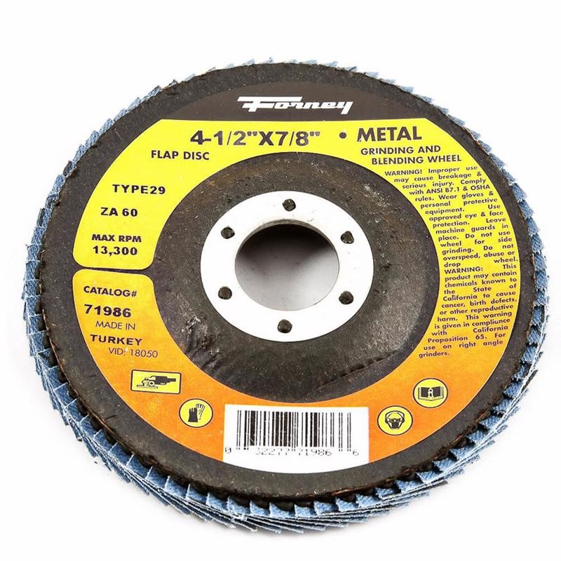 Forney 71986 Zirconia Aluminum 60-Grit 13,300 rpm Blue Flap Disc 4-1/2 Dia. in.