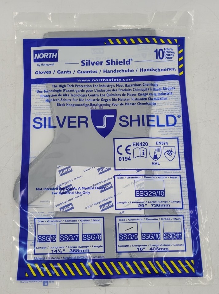 10 Pair Honeywell North Silver Shield Chemical Resistant Gloves Size 9 – EB-9771