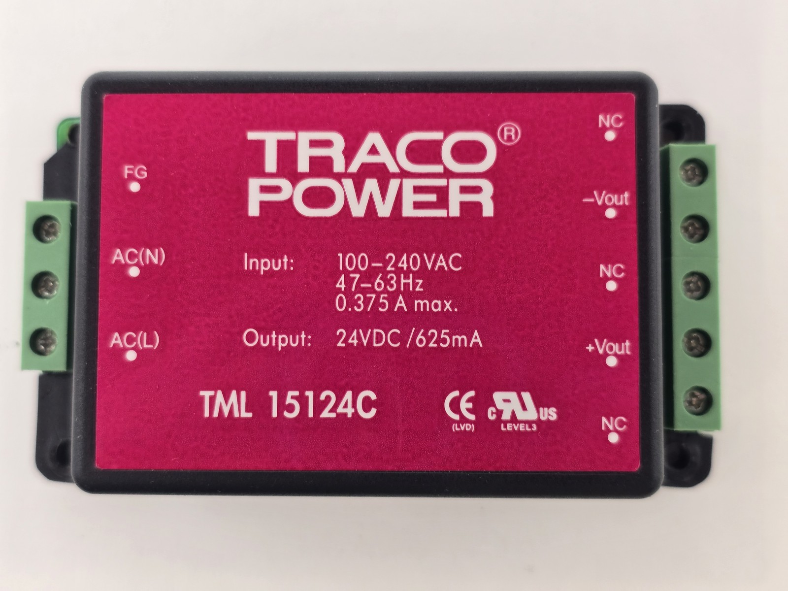 Traco Power TML 15124C Power Supply Input 100-240VAC Output 24vdc
