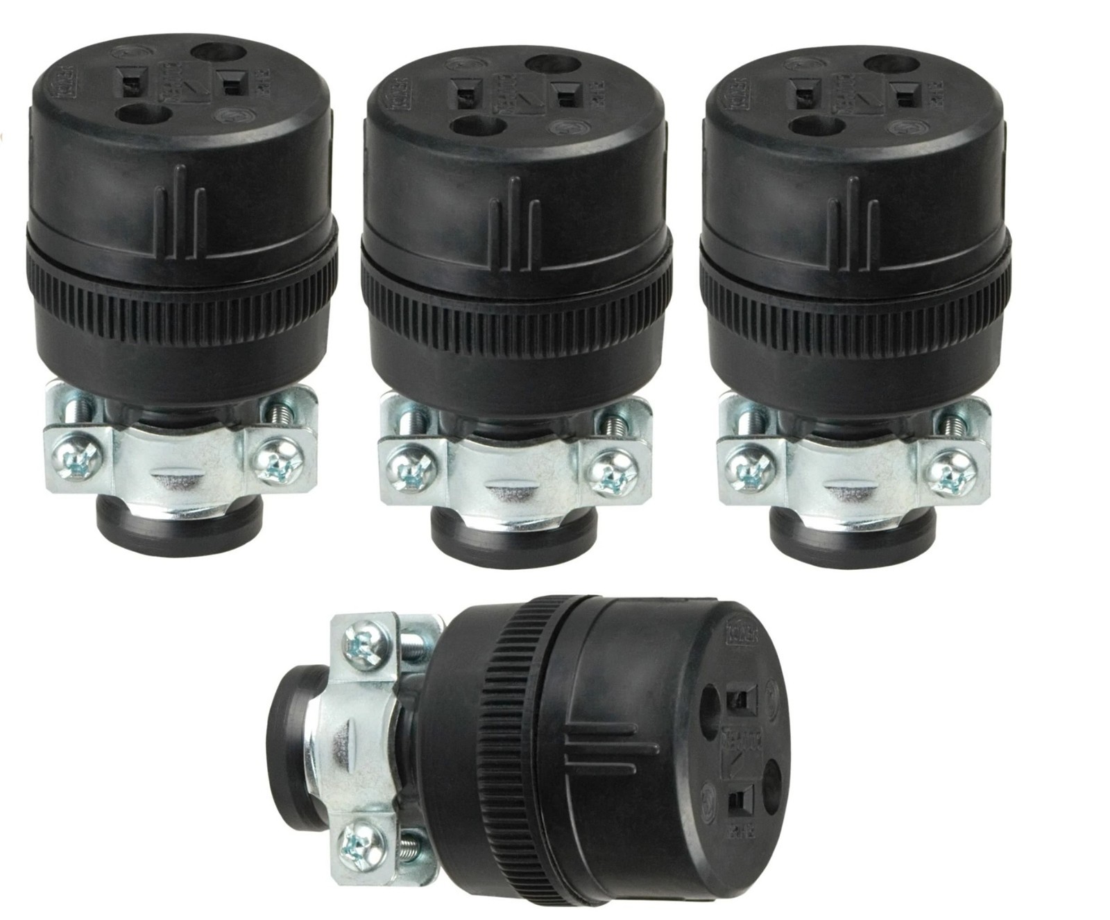 (4) Commercial Grade Straight Rubber Connector 15A, 125V, 5-15-Nema EATON 224