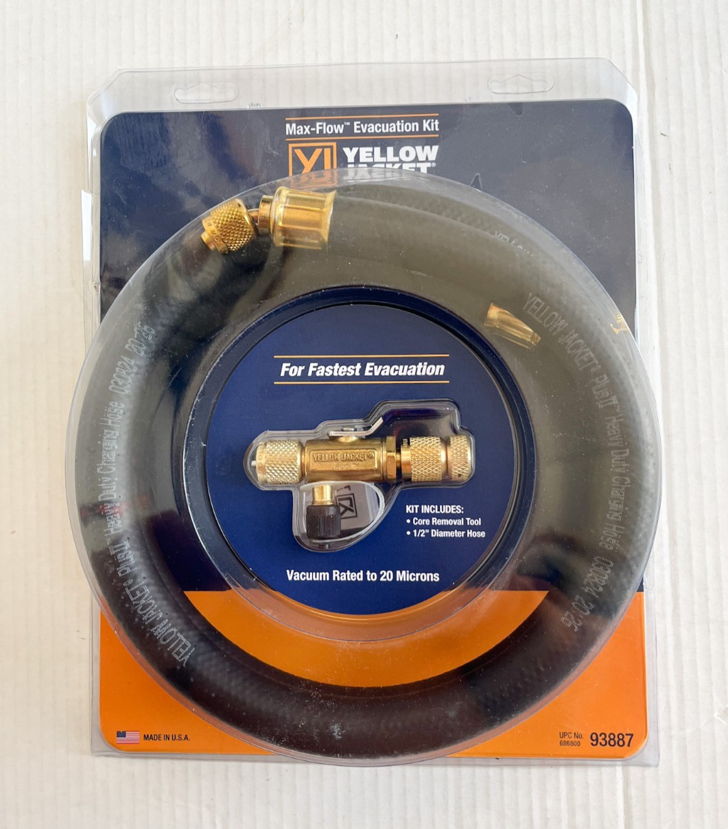Yellow Jacket 93887 MaxFlow Evacuation Hose Kit W/Core Removal Tool and 60″ Hose