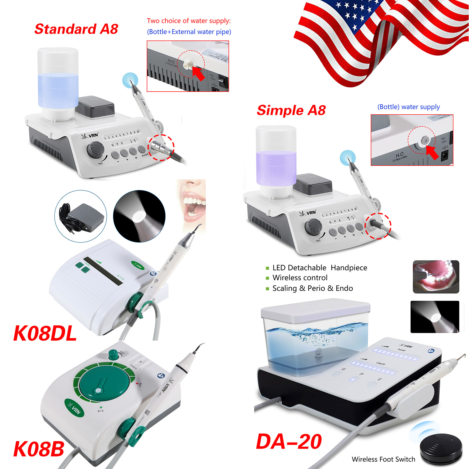 (LED) Dental Ultrasonic Piezo Scaler Handpiece Fit EMS Cavitron Woodpecker NEW