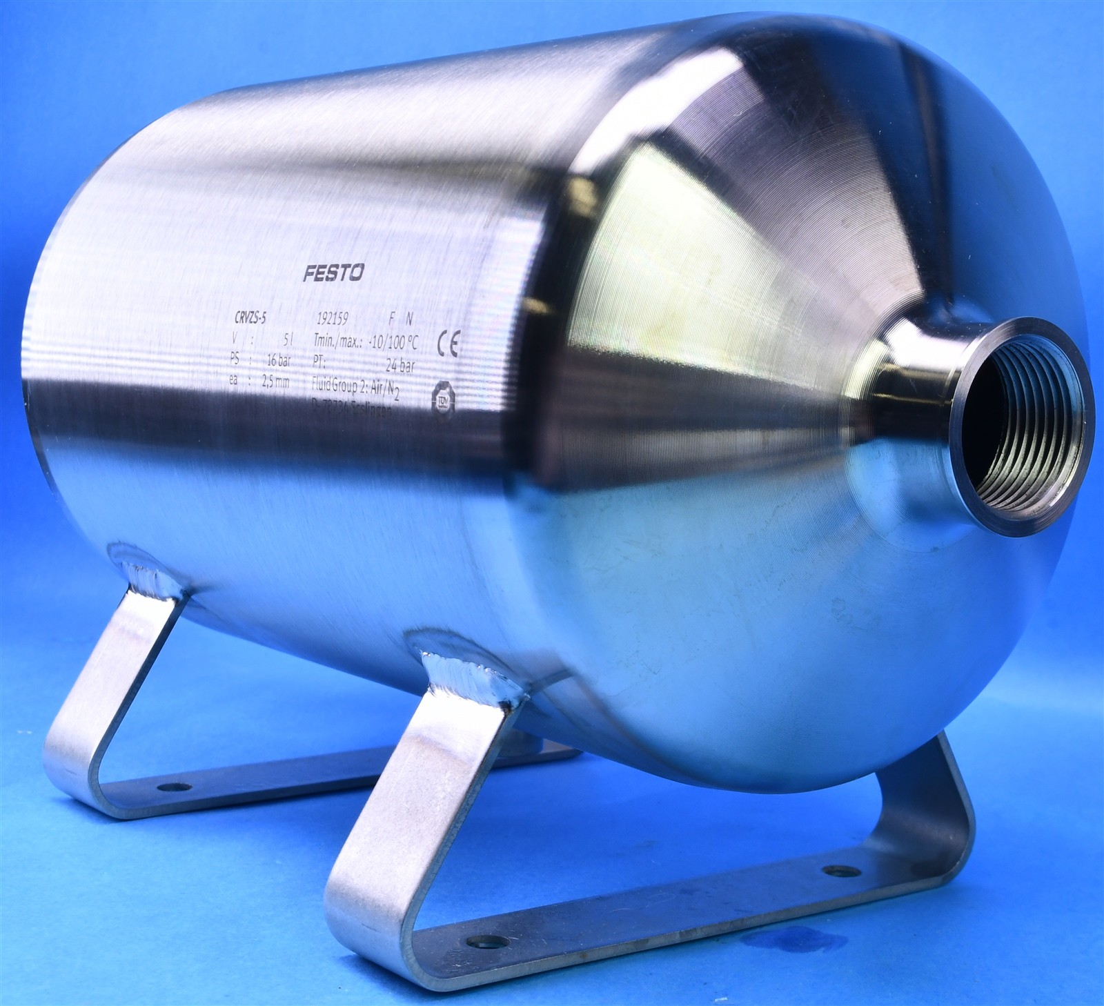 Festo 5L Compressed Air Reservoir Stainless Steel Air Tank 1.32 G CRVZS-5