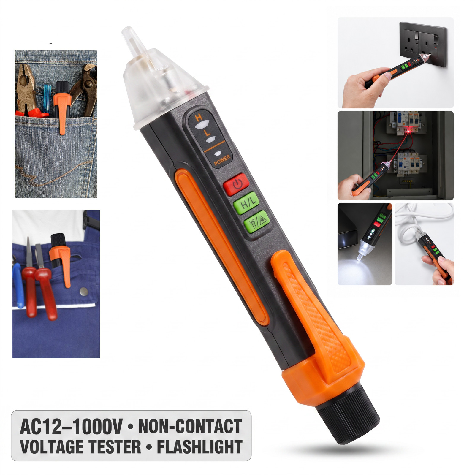 Non-Contact Voltage Tester Pen AC 12-1000V Live Wire Detector Breakpoint Finder