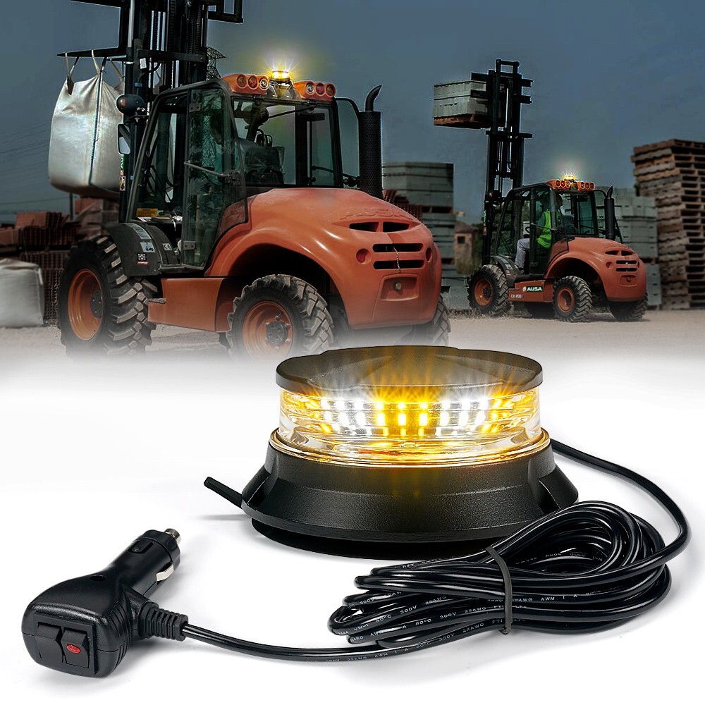 Xprite 24 LED White Amber Strobe Beacon Lights Safety Warning w/ Magnetic Base