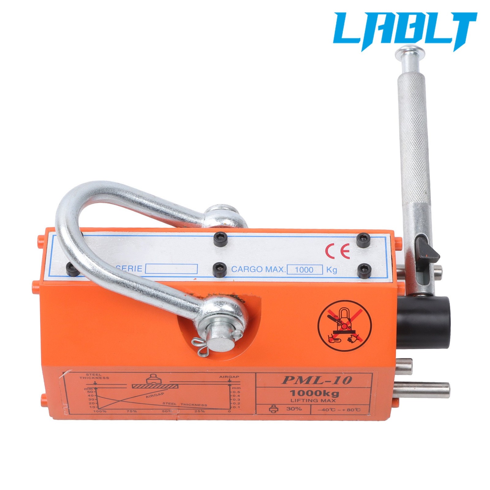 LABLT 2200lbs/1000kg Pulling Capacity, Magnetic Lifter, 2 Safety Factor, Orange