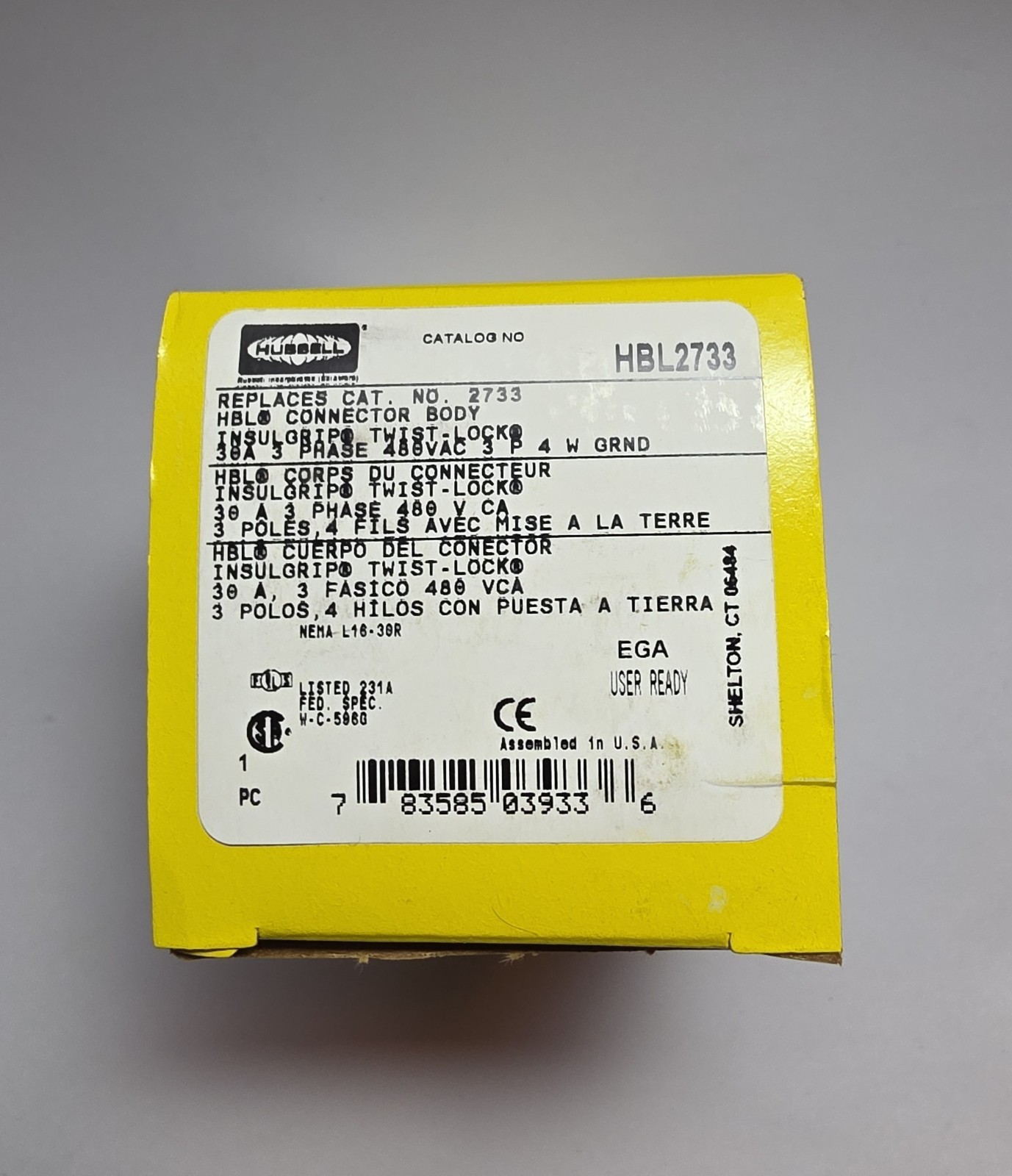 Hubbell HBL2733 Locking Connector – Receptacle Free Shipping