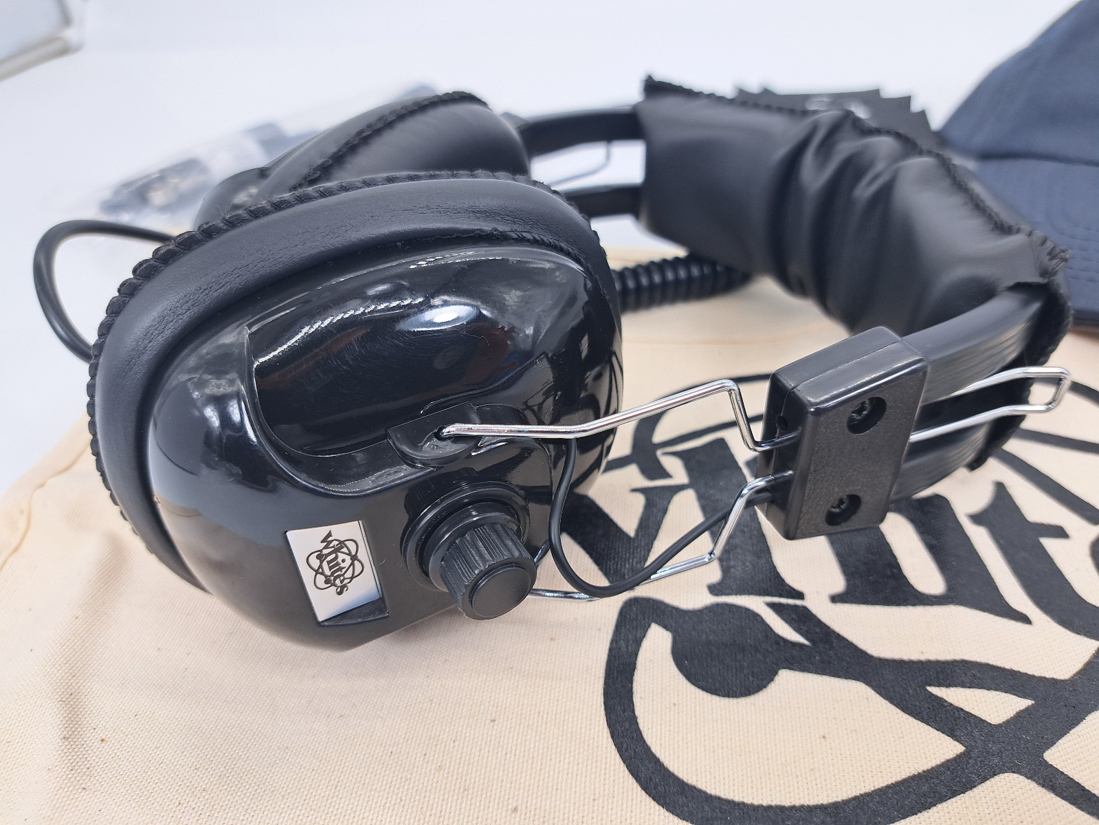 White’s Metal Detector Merchandise Lot: Adjustable Headphones, Hat, Charger, +++