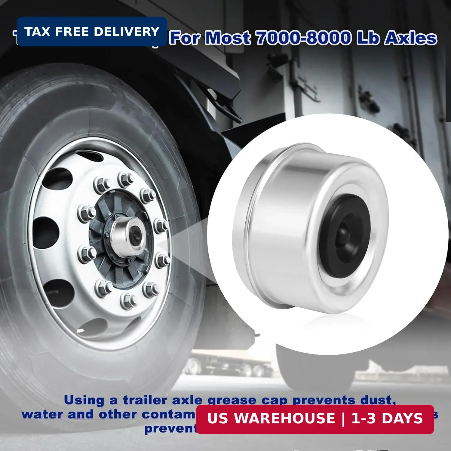 4Pack 2.72» Trailer Hub Cap Trailer Wheel Bearing Dust Cap with Extra 4 Rubber
