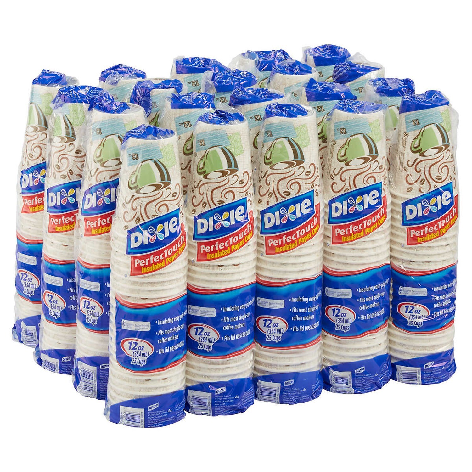 DIXIE CUPS CUP PAPER COFFEE HOT 12 OZ OUNCES TO GO PERFECTOUCH 5342DX 500 COUNT