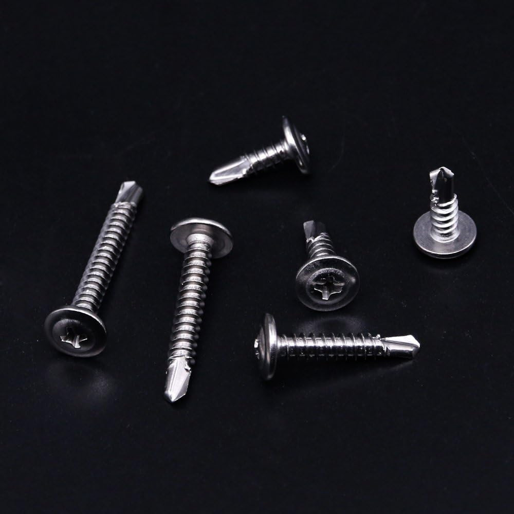Hilitchi 410 Stainless Steel #10 Wafer Head Phillips Self Drilling Screws Sheet