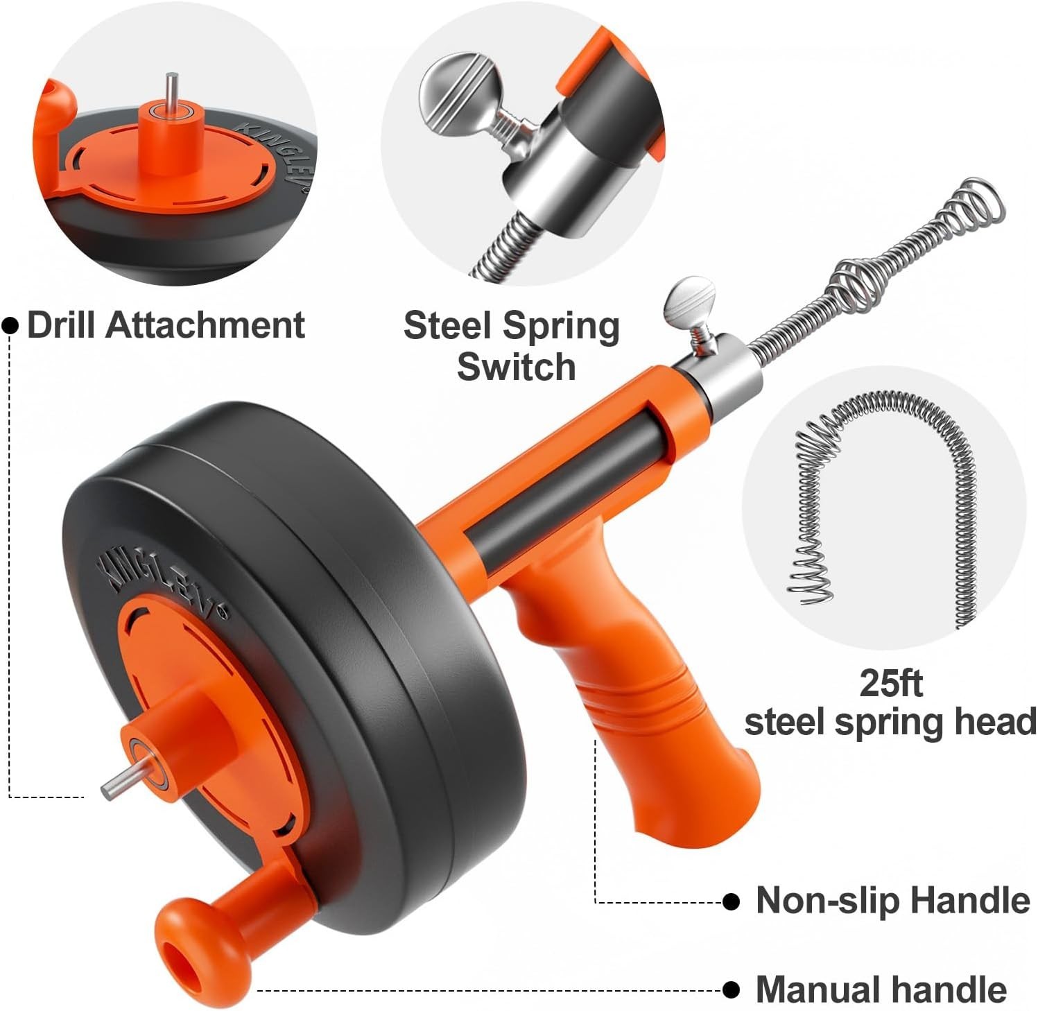25ft Drain Snake with Drill Adapter