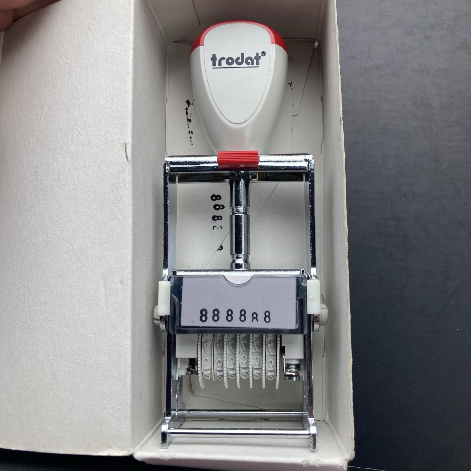 Vintage Trodat 6 Digit Stamper Self Inking Stamp 4546 G Made In Austria Open Box