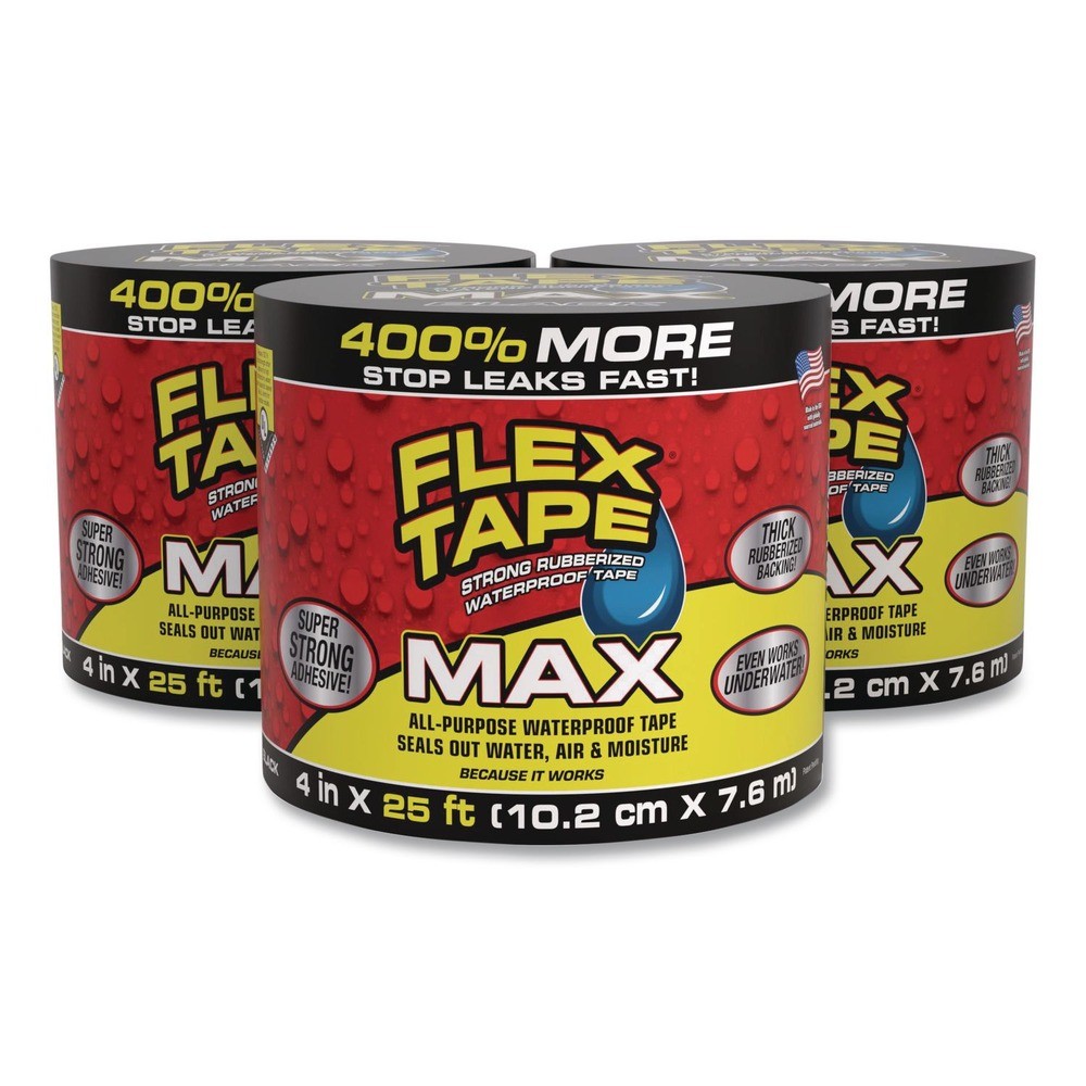 Flex Seal Products TFSMAXBLK04 4″x25′ Rubberized Waterproof Tape – Blk 3/CT New