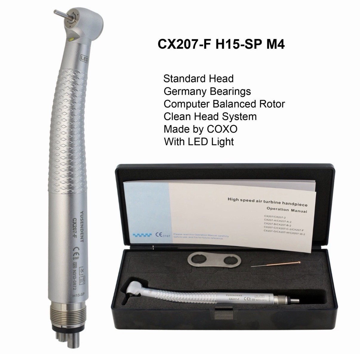 10 pack-Dental LED Handpiece High Speed E-generator Self Power Turbine 4 Hole