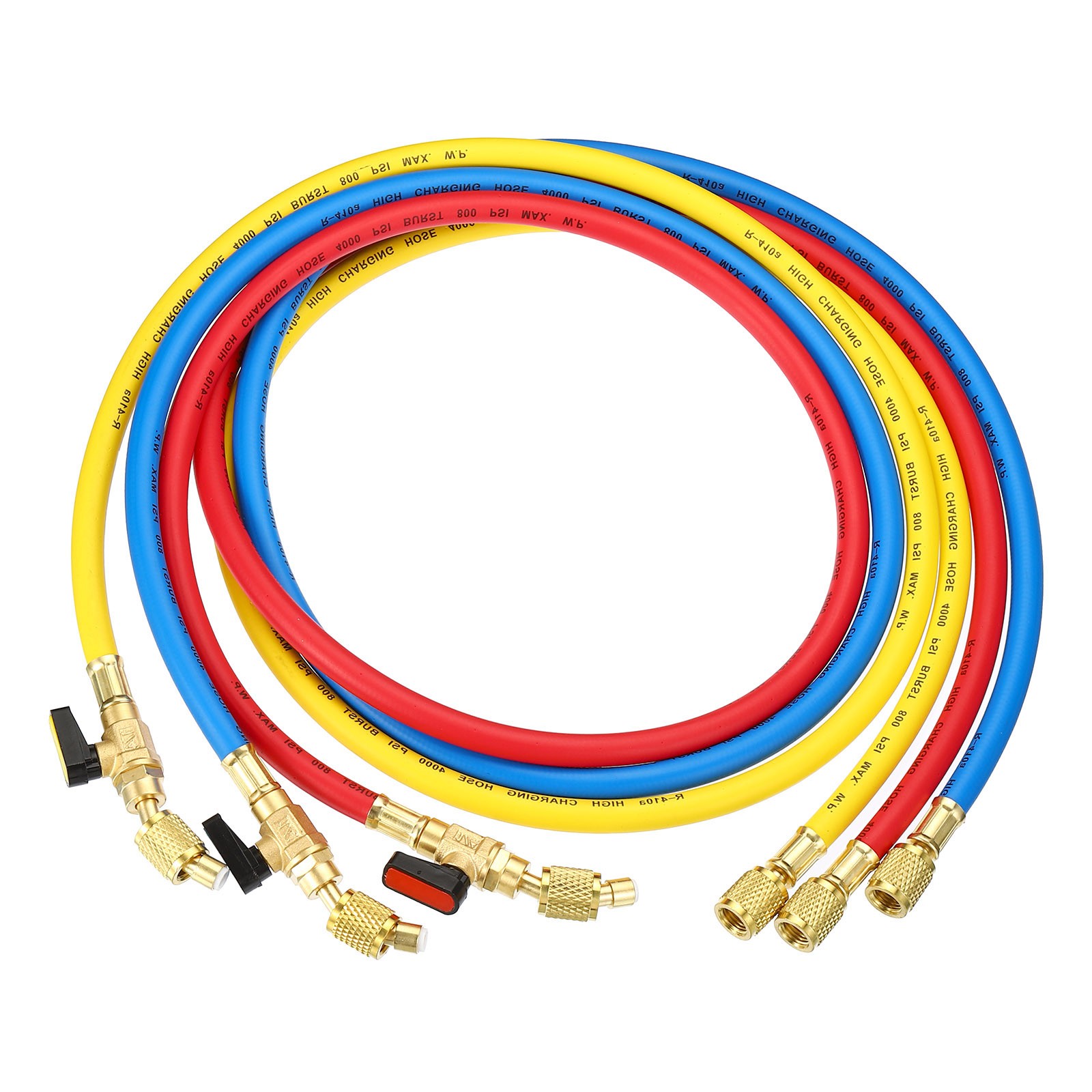 3Pack 1/4 SAE Refrigerant Charging Hose 4.9ft 800 PSI 4000 PSI Manifold Gauge