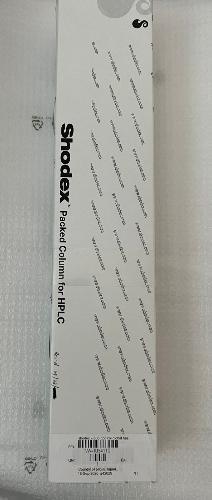 Shodex K-803 Column, 5 µm, 8 mm x 300 mm, 1/pk SKU: WAT034110
