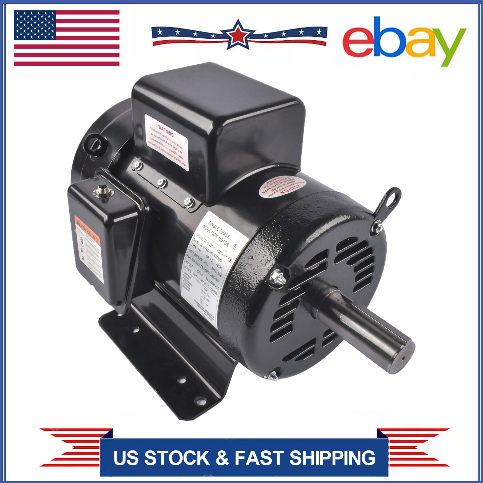 230V Air Compressor Motor 7.5HP 23172604 for Ingersoll Rand Single Phase 3450RPM