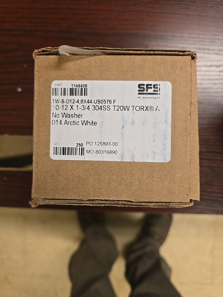 SFS Intec #10-12 X 1-3/4 304ss T20W TORX Stainless Steel Screw 250 Artic White