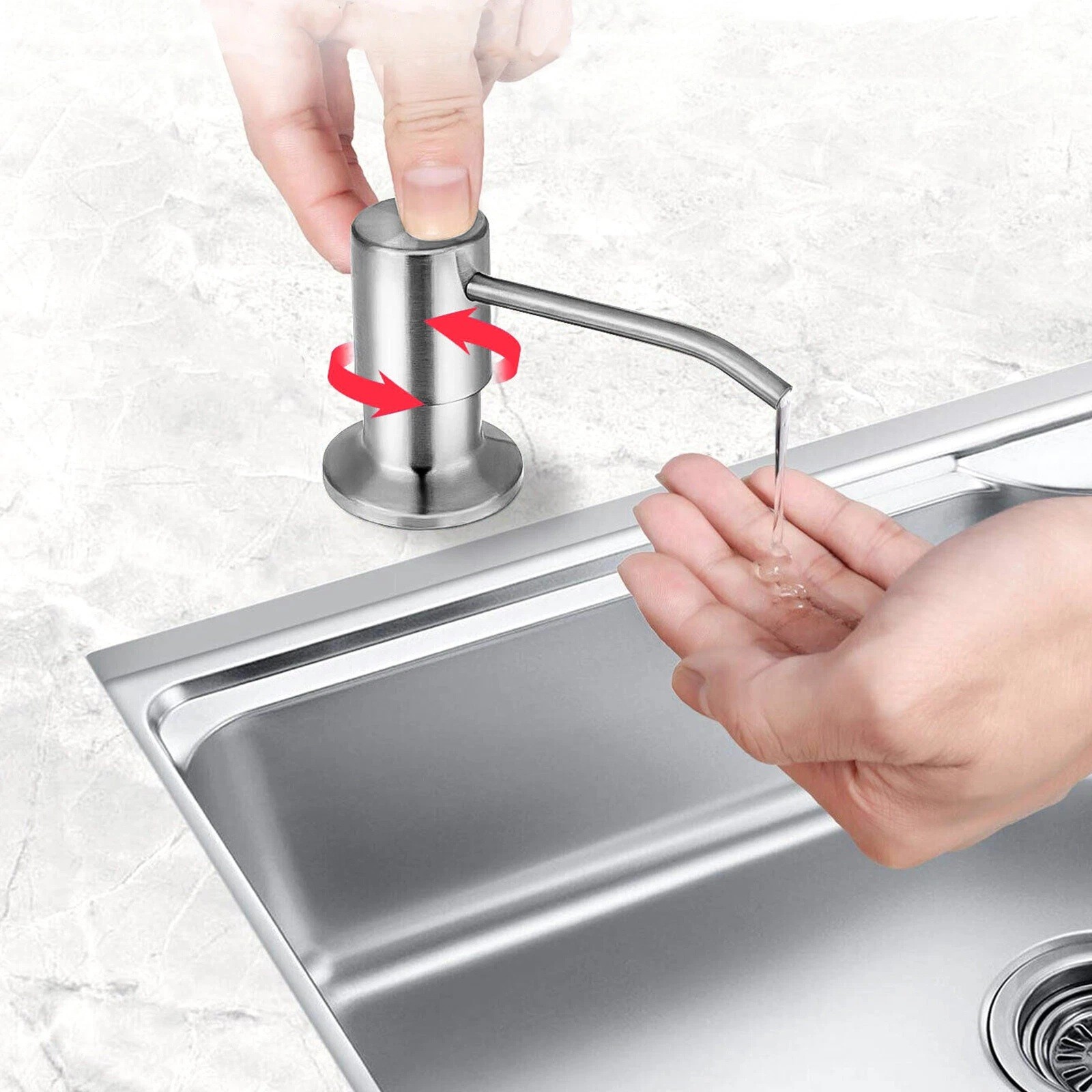 1/2 Pcs 360° Stainless Steel Kitchen Sink Liquid Soap Dispenser Pump Bottle Tube