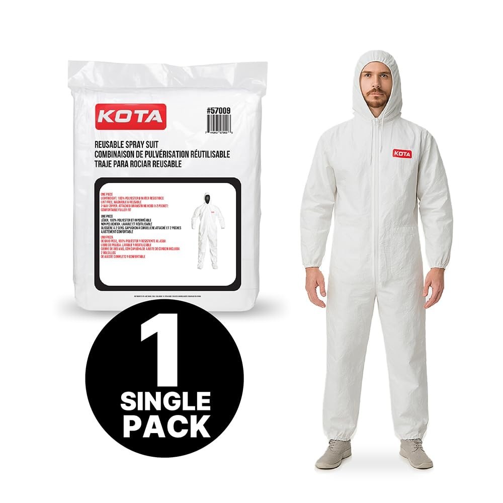 LAUCO White Polyester Reusable & Washable Paint Coverall Spray Suit With Hood
