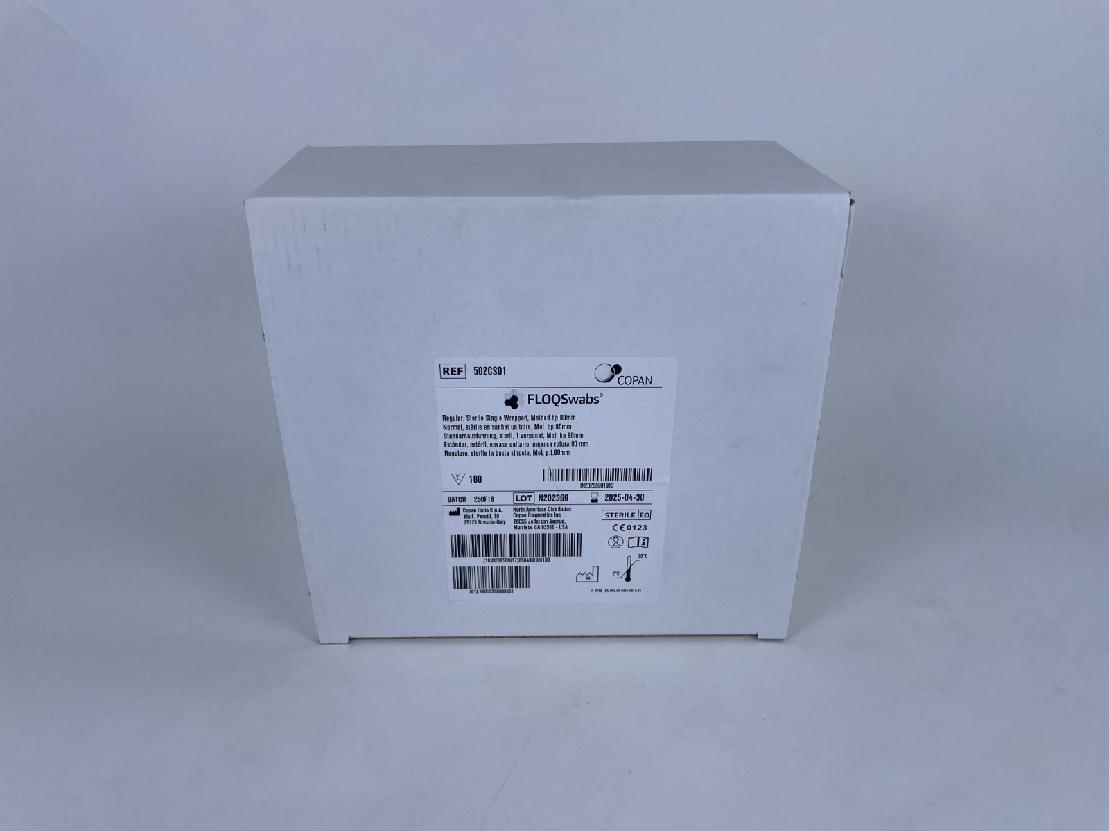 Copan 80mm FLOQSwabs Nasal Swab Sterile Individual Wrap 100ct 502CS01