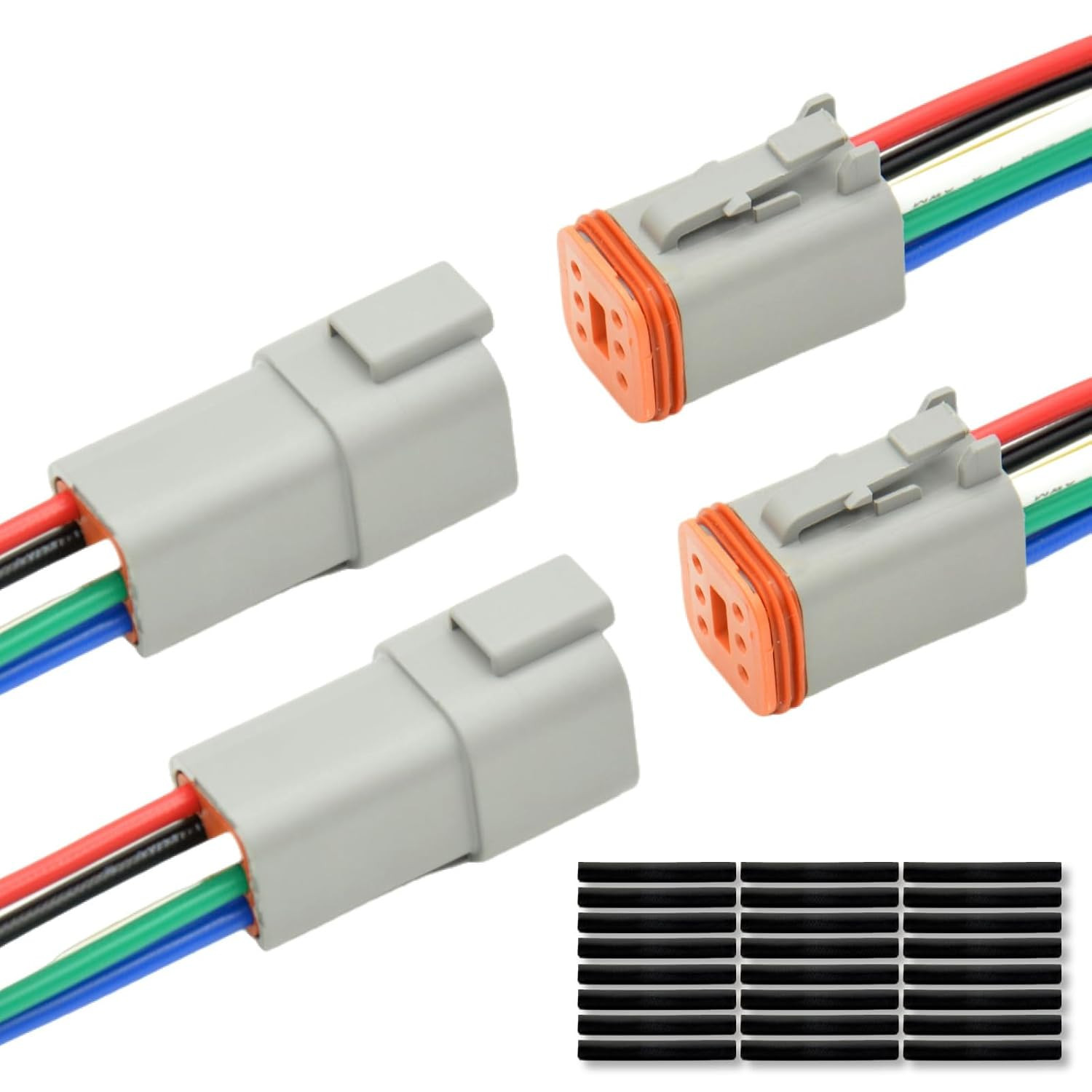 2 Set 6 Pin DT Deustch Waterproof Automotive Electrical Butt Connector with 16AW