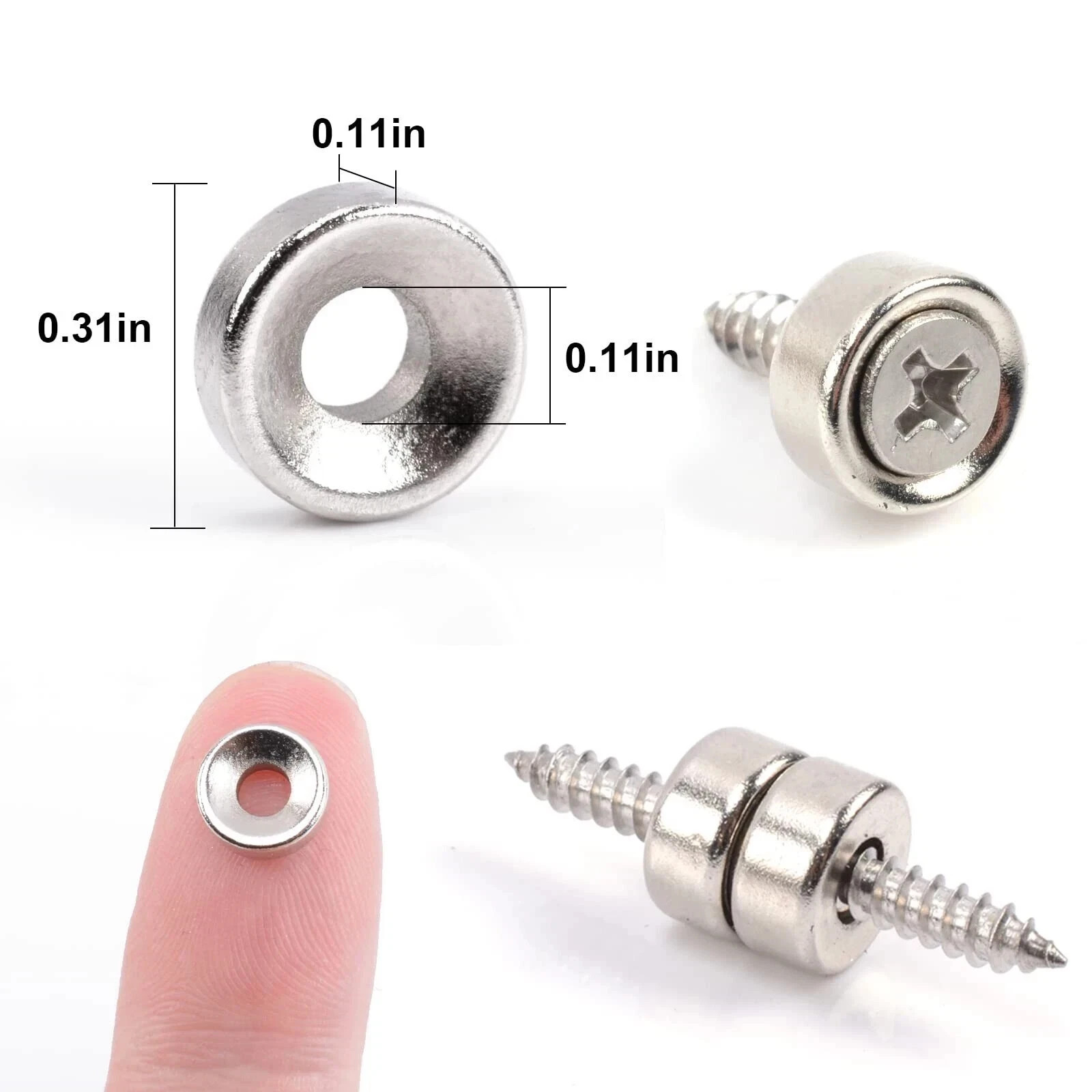 50Pcs Strong Neodymium Disc Magnets with Hole, Small Permanent Round Ring