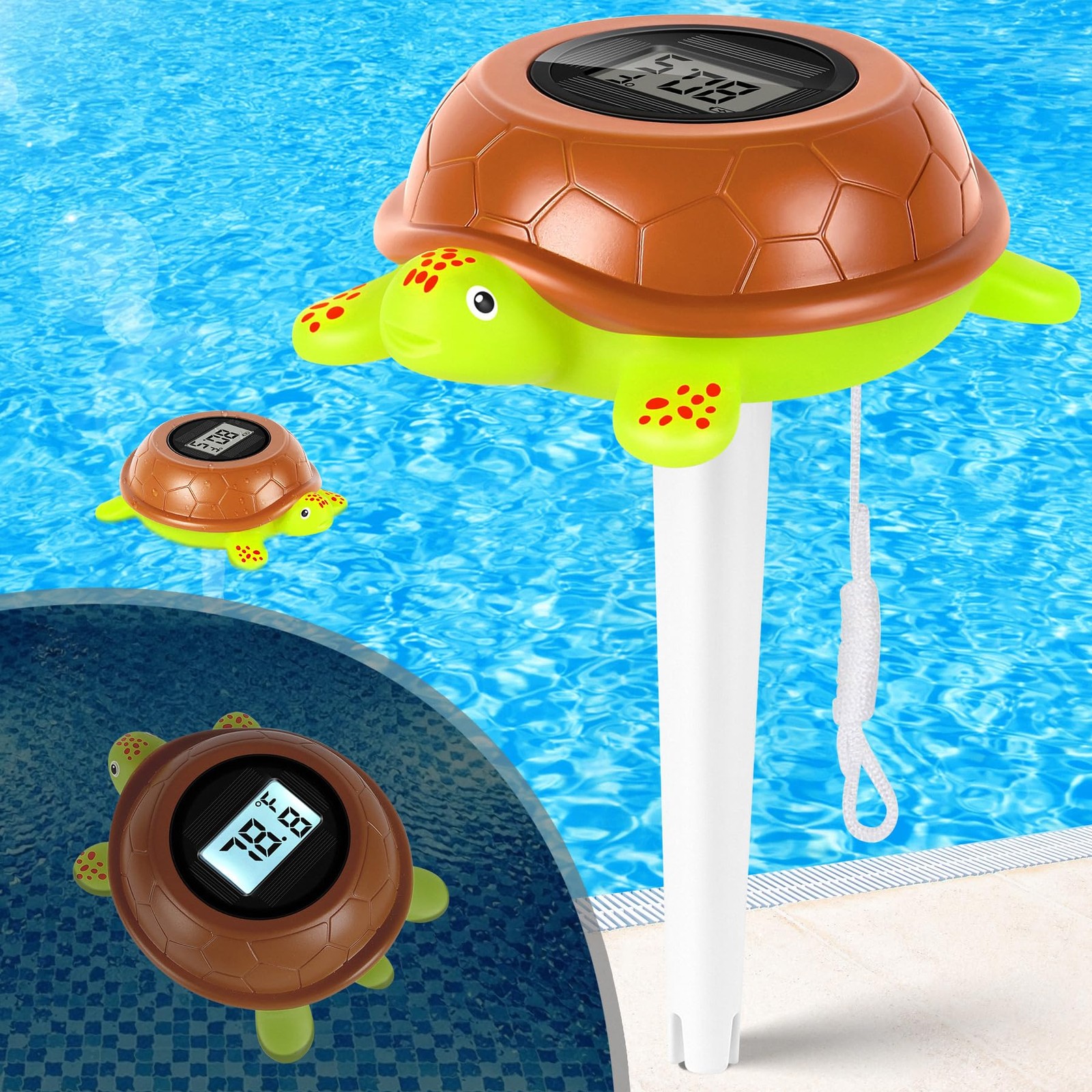 Solar Digital Pool Thermometer with Backlit LCD | ±0.5°F Accuracy, Fast 10s