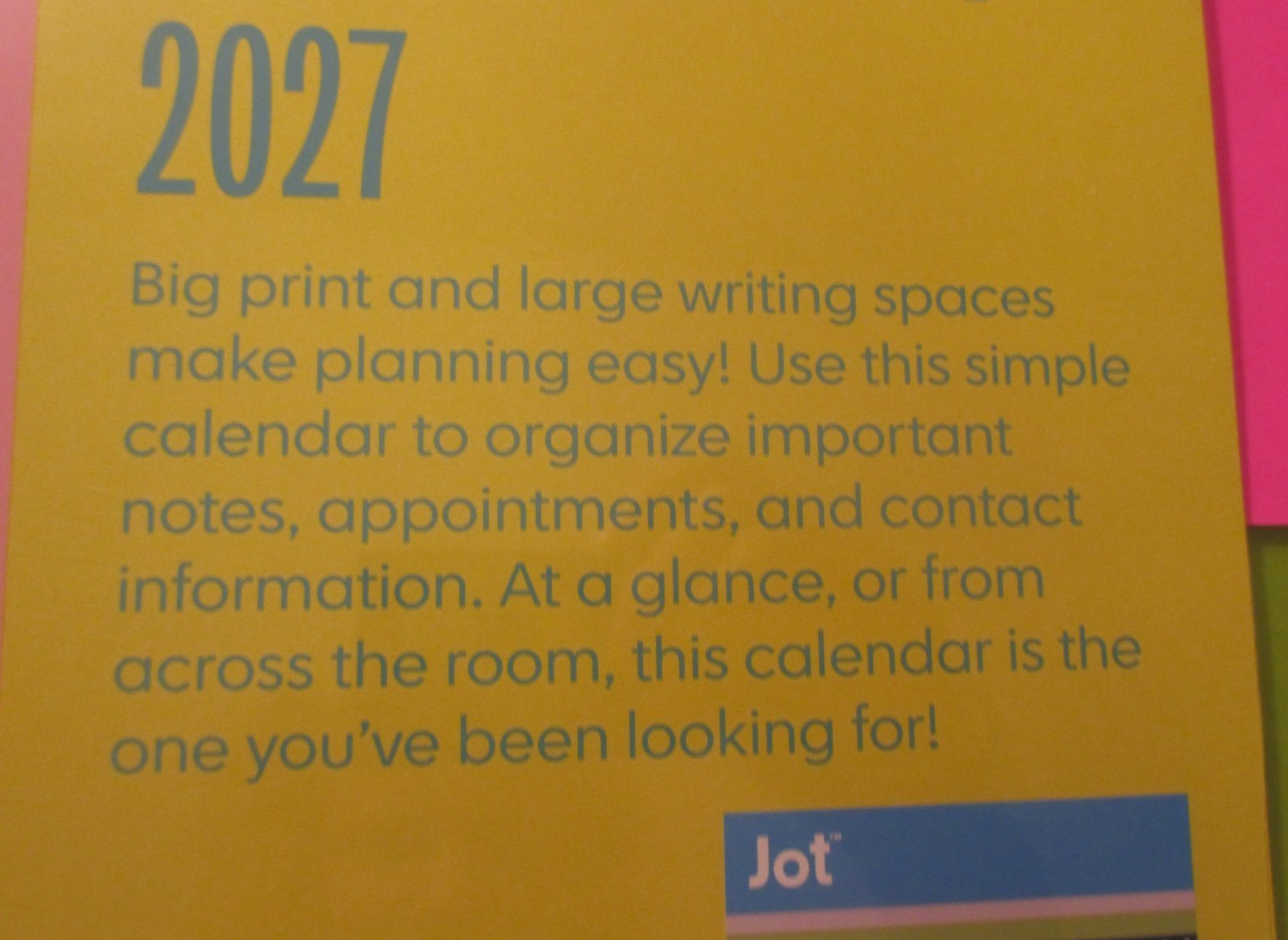 2027 LARGE BIG PRINT WALL MONTHLY CALENDAR OFFICE – XL ROOM To WRITE 12X24 BLUE