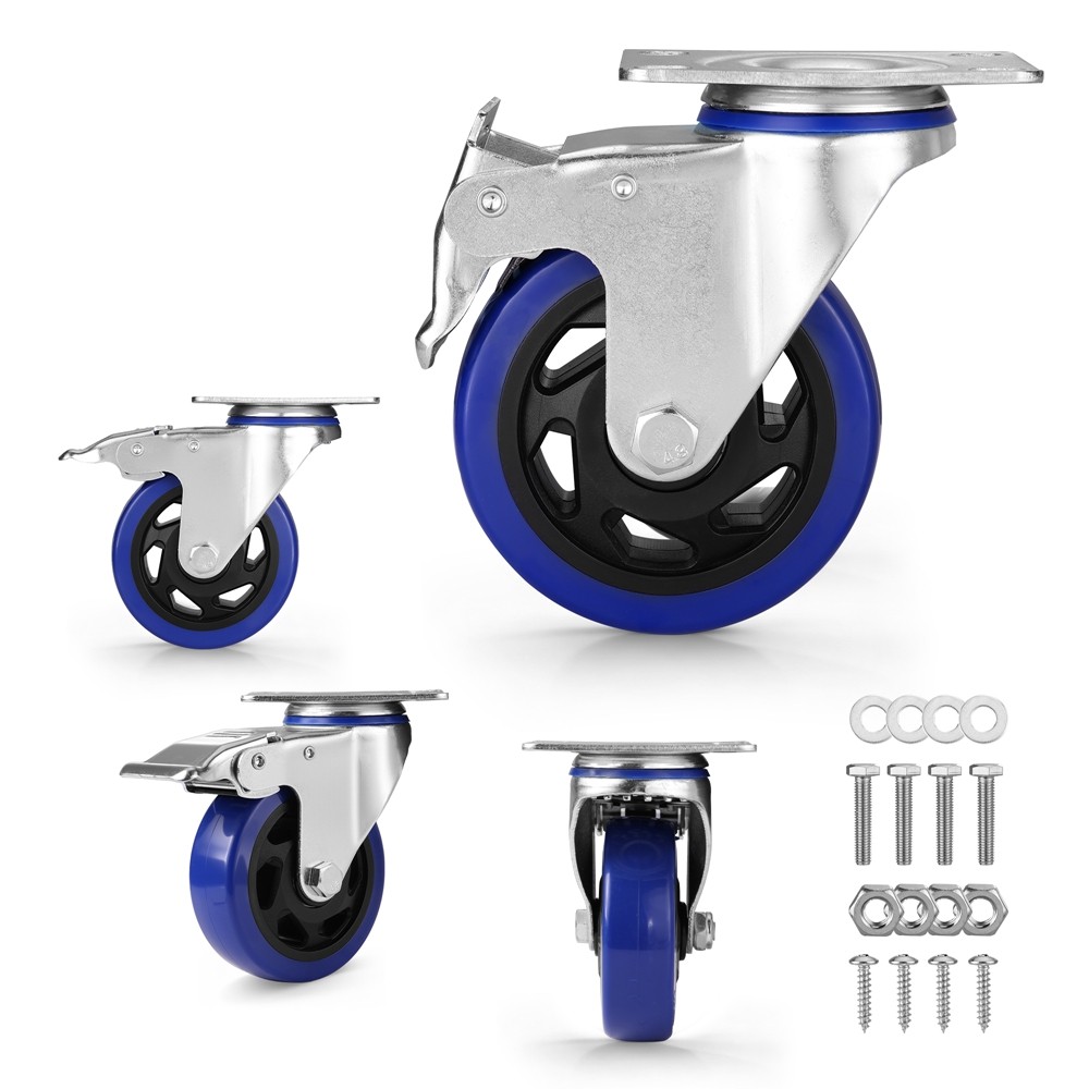 WORKPRO 4x 4″ Heavy Duty Caster Wheel 2200LBS Swivel Locking Industrial w/ Brake