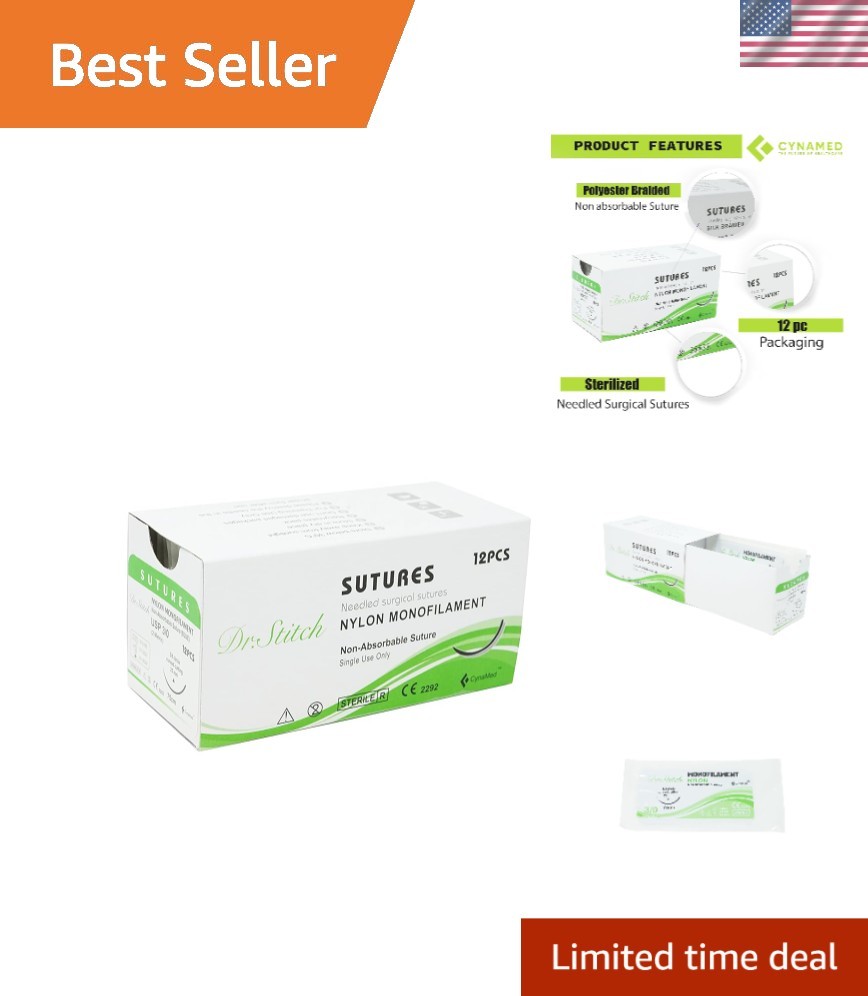 Essential 12-Pack Surgical Sutures – 3/0 Reverse Cutting for Educational Use